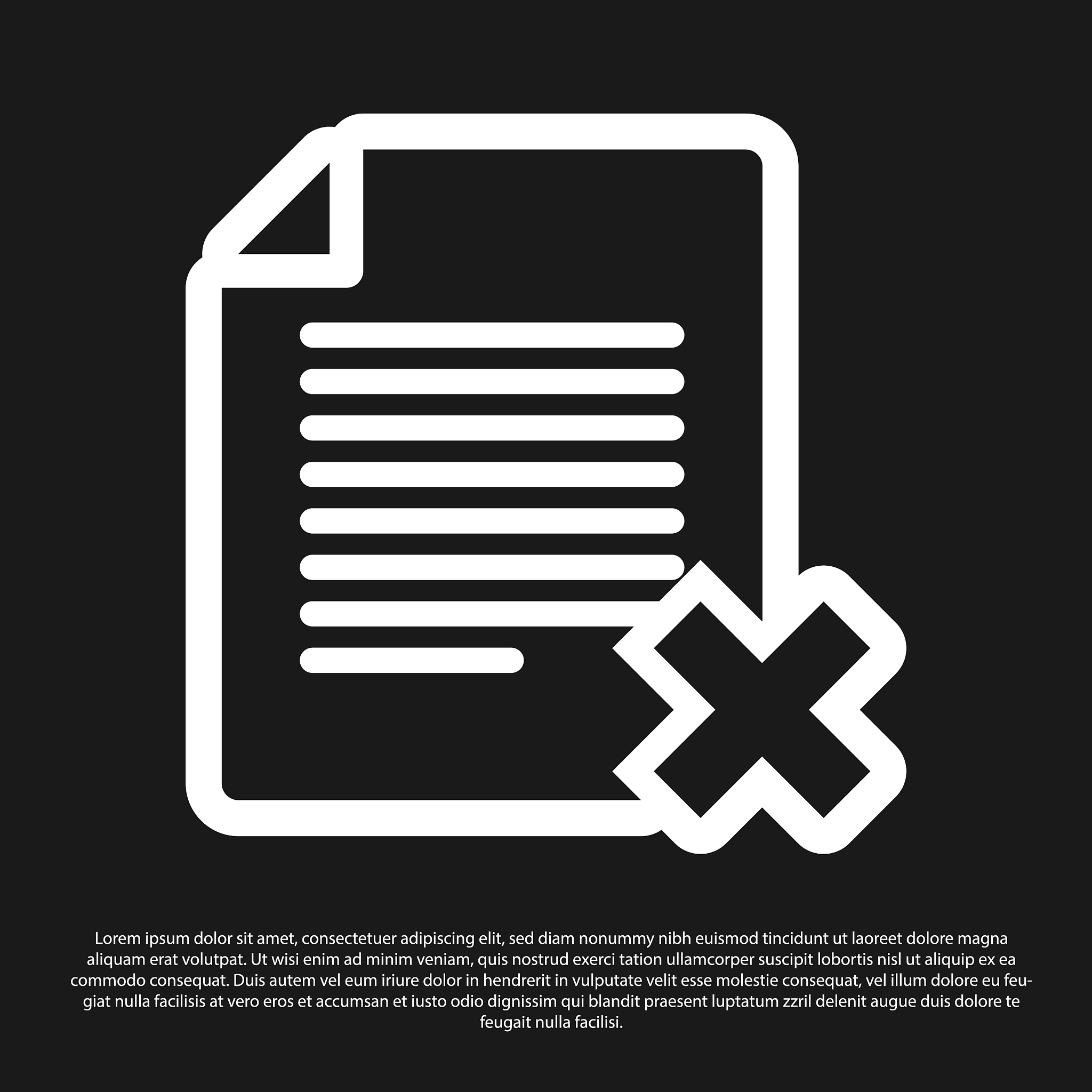 black delete file document icon isolated on black