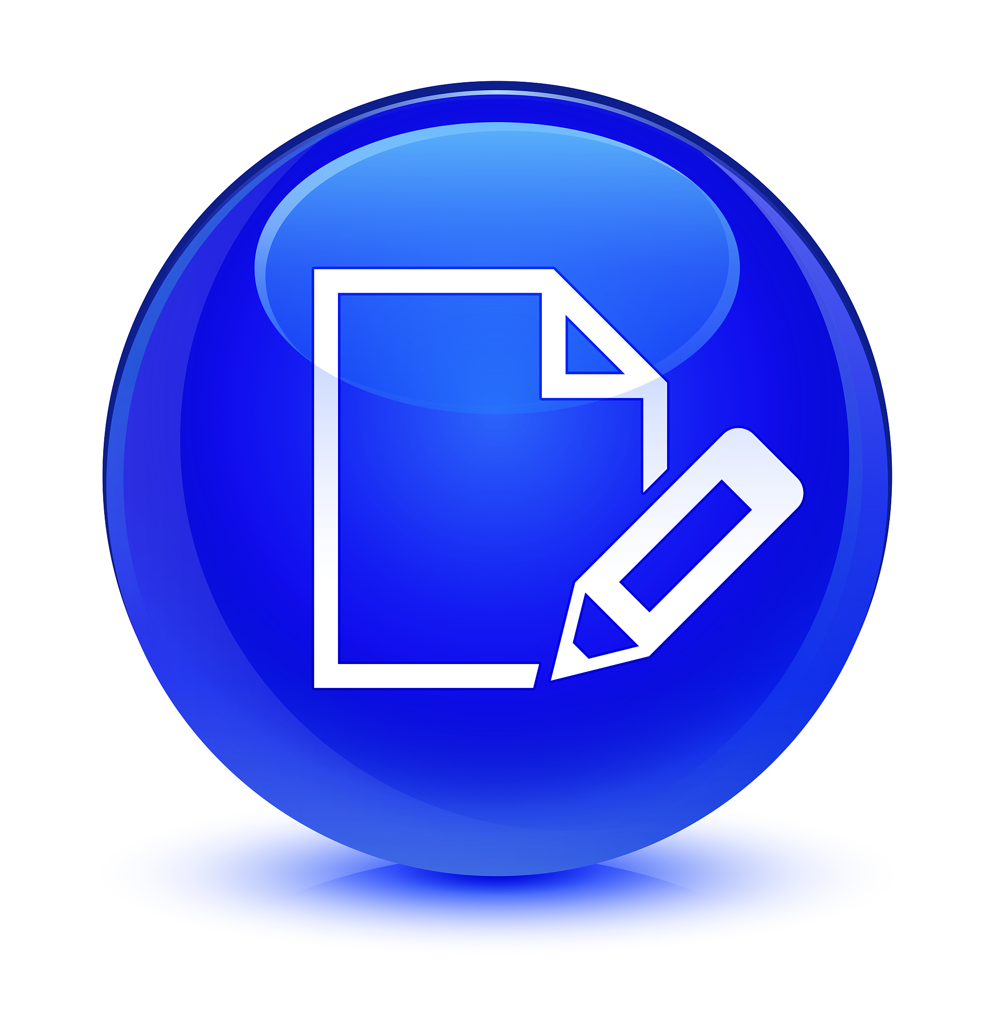 edit document icon glassy blue round button