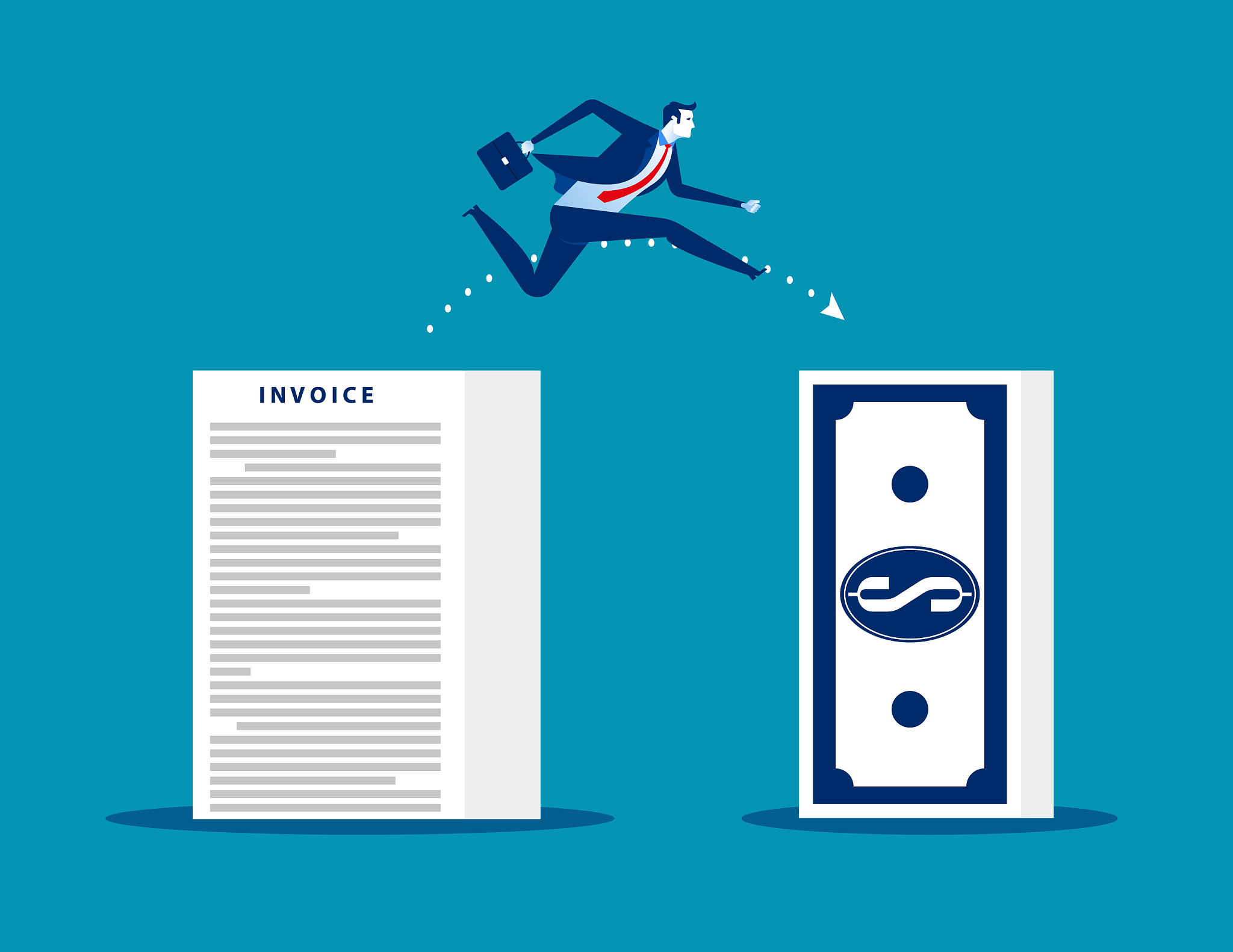businessman leaping from loss to profit concept