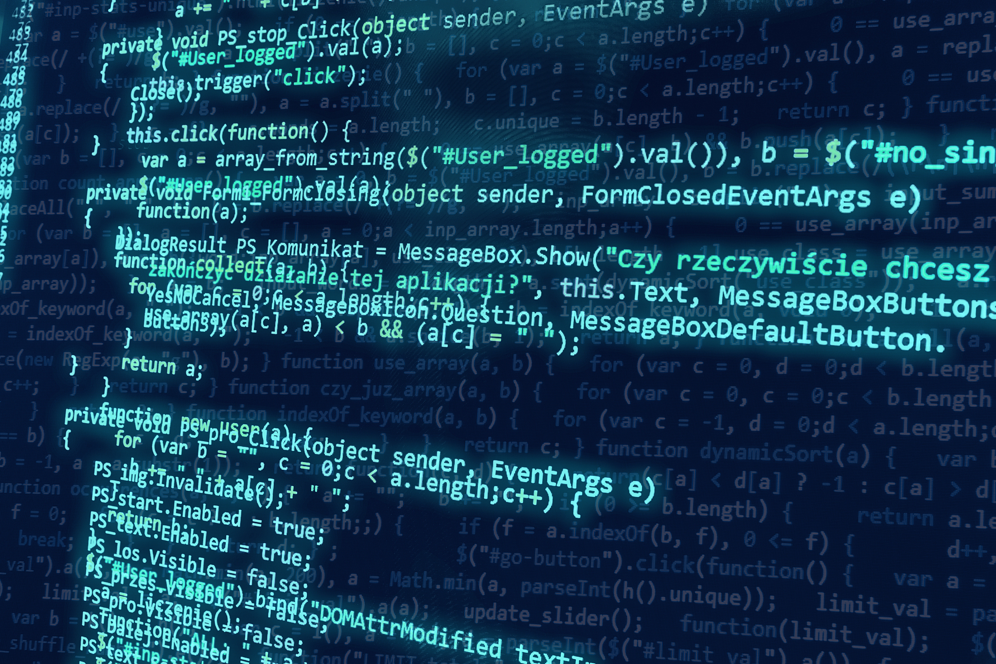 software developer programming code on computer