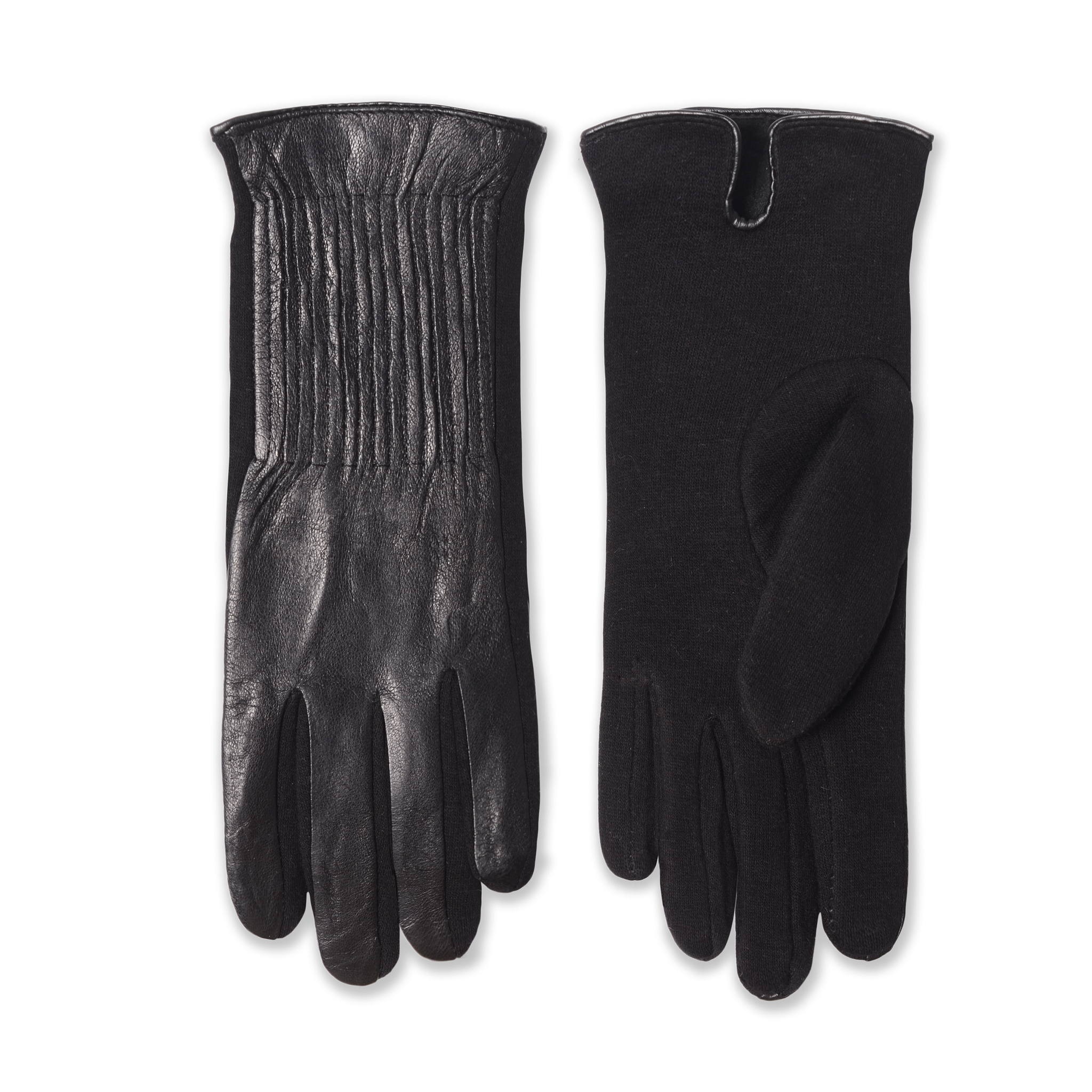 black women's leather  gloves isolated on white