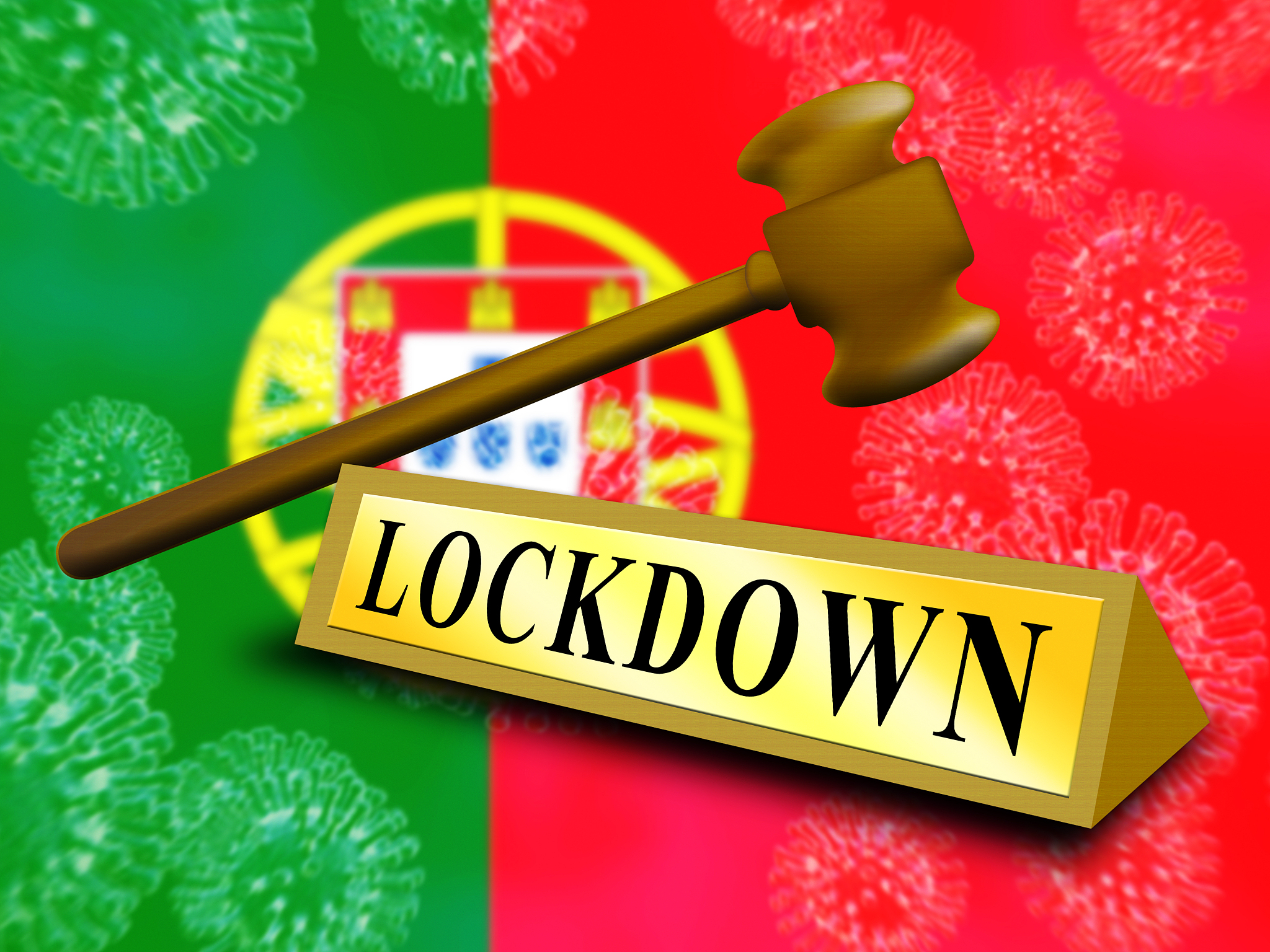 portugal lockdown in solitary confinement or stay home - 3d illu