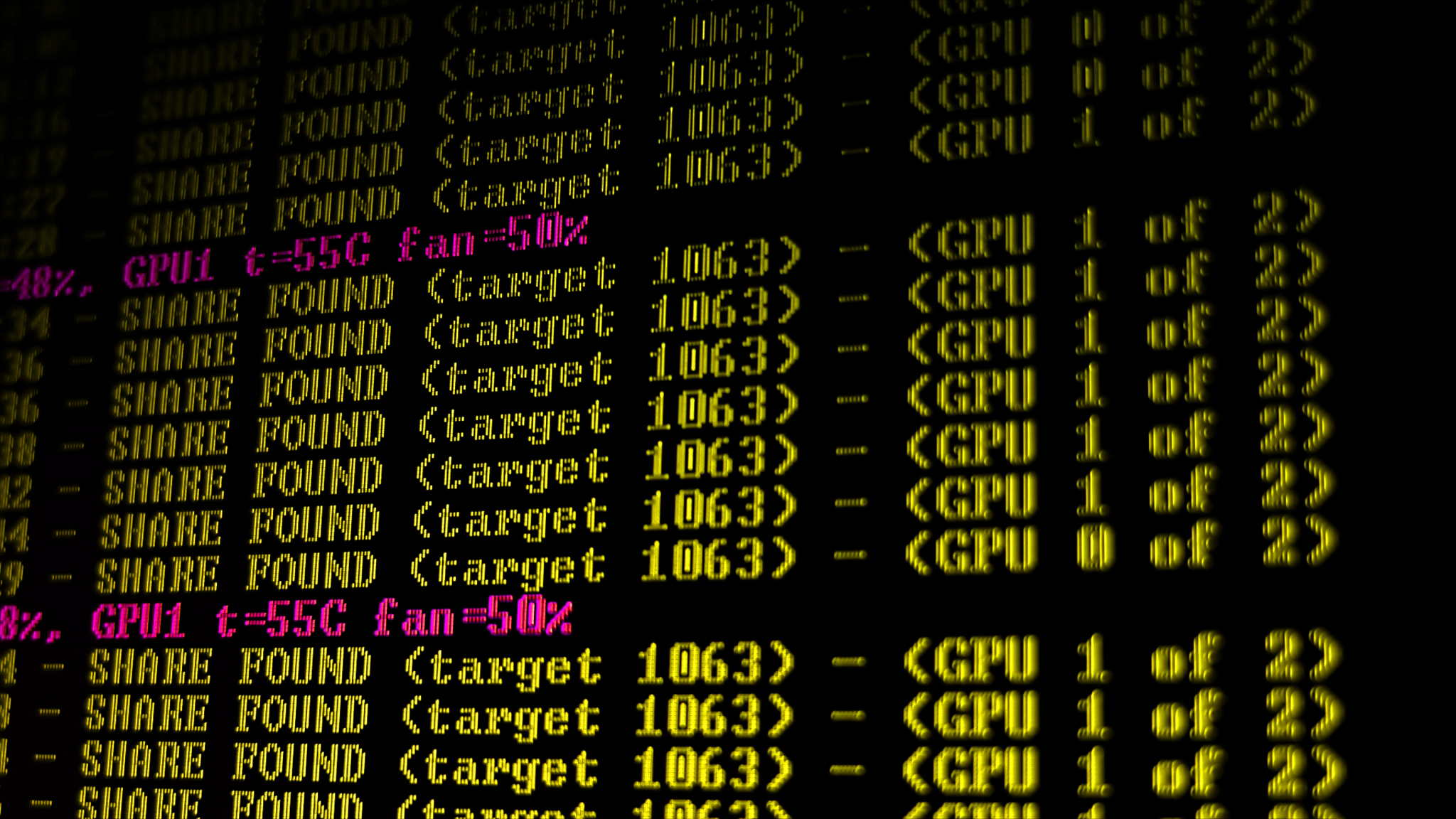 mining cryptocurrency process program on display pc. using softw