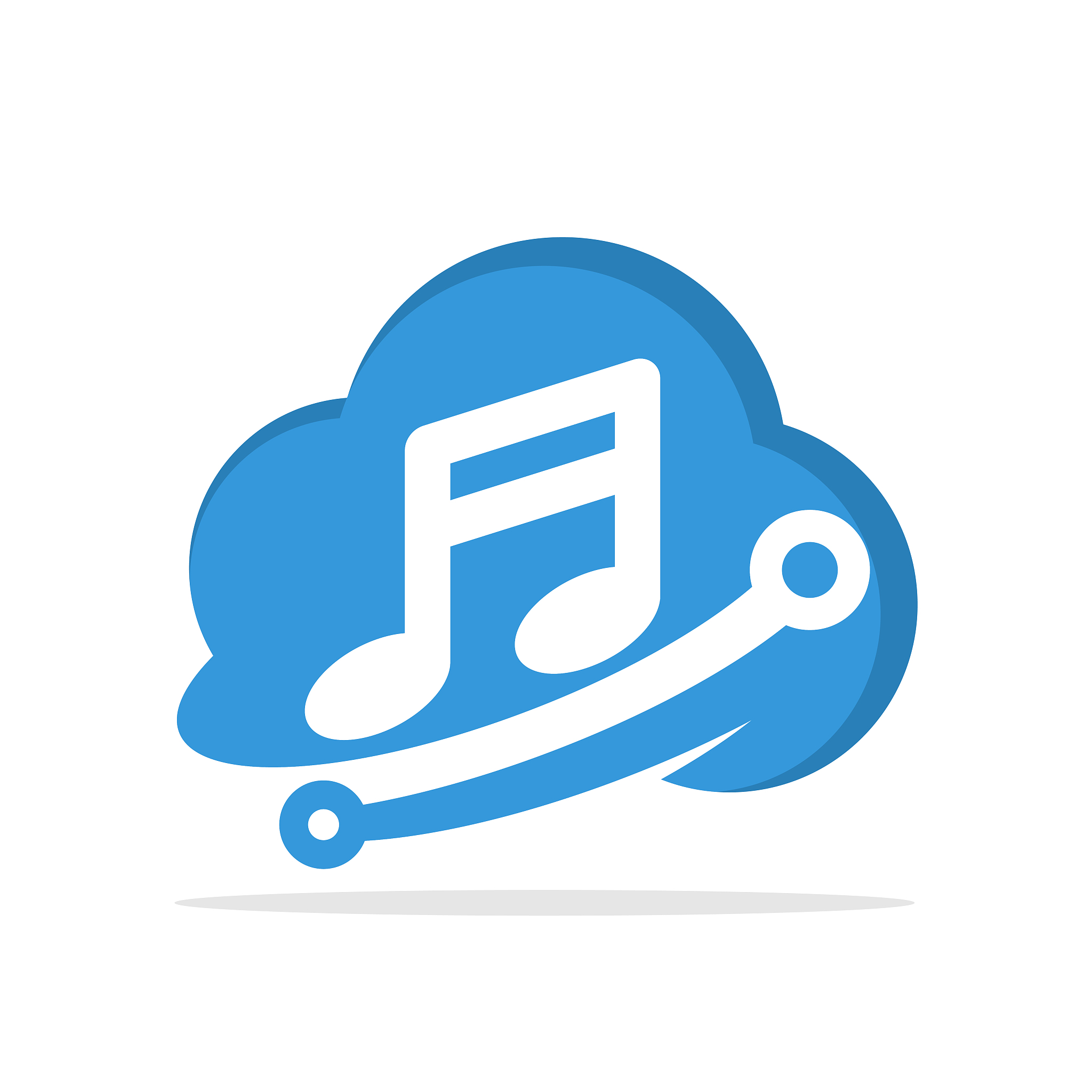 illustrated icons with the concept of music media with a cloud c