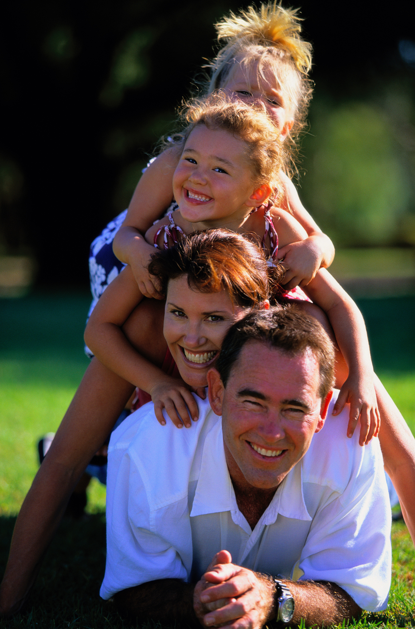 family piled on top of each other
