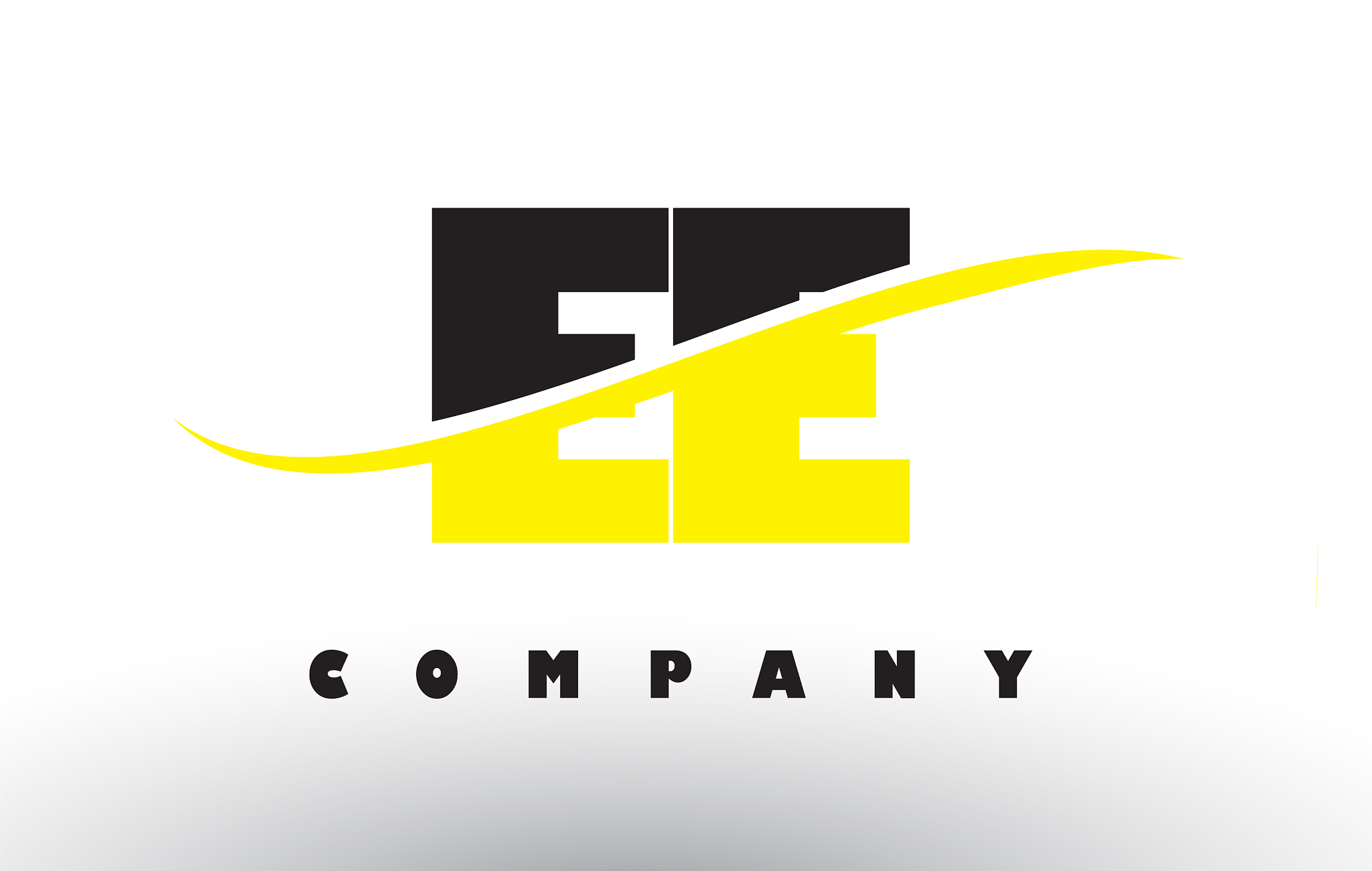 ee e e black and yellow letter logo with swoosh
