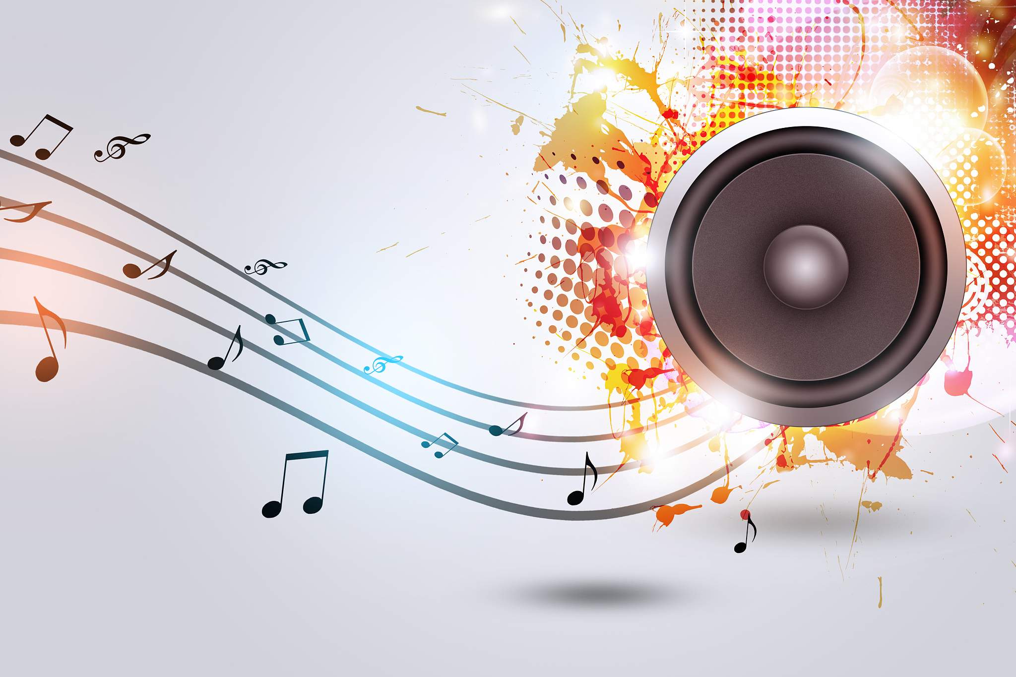sound speaker with music notes