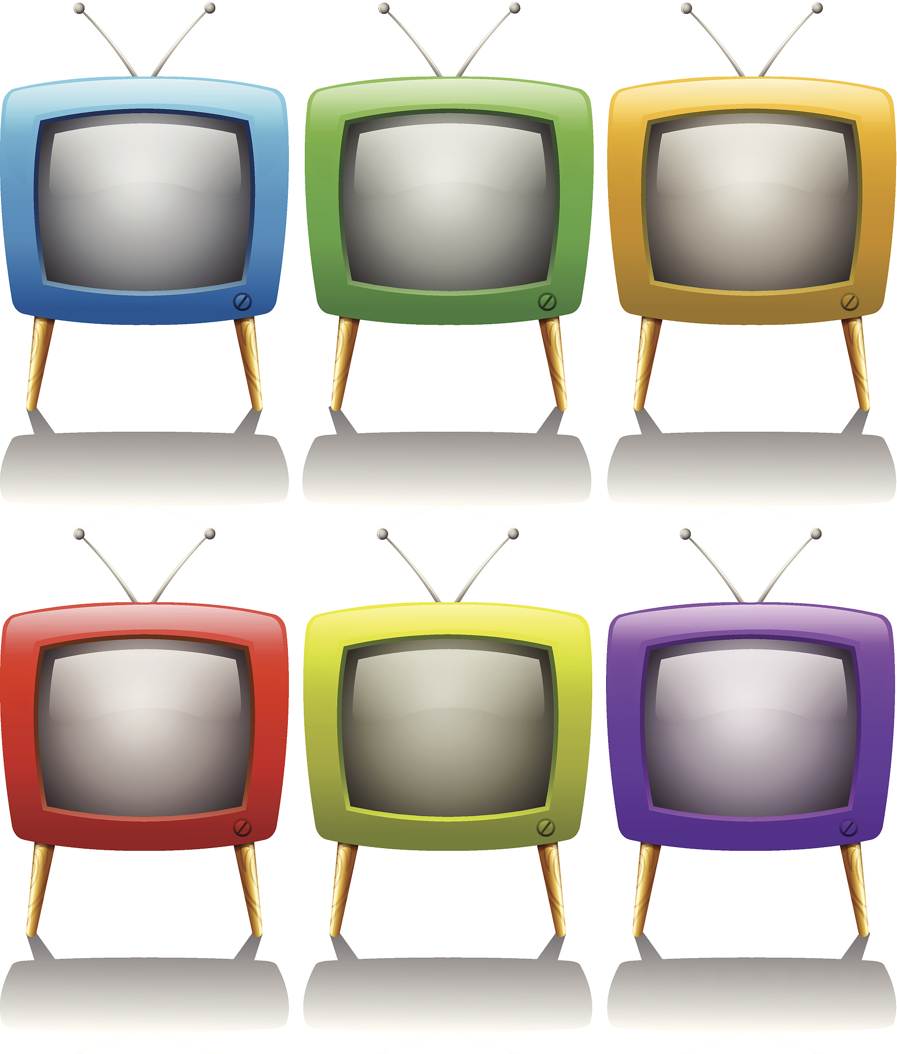 six televisions with antenna