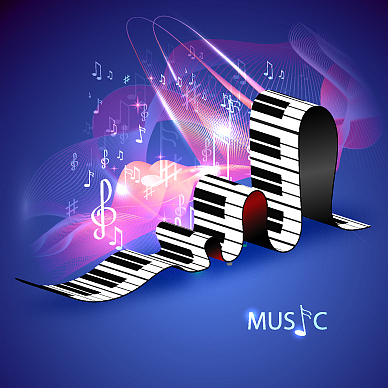 piano keys and abstract lines