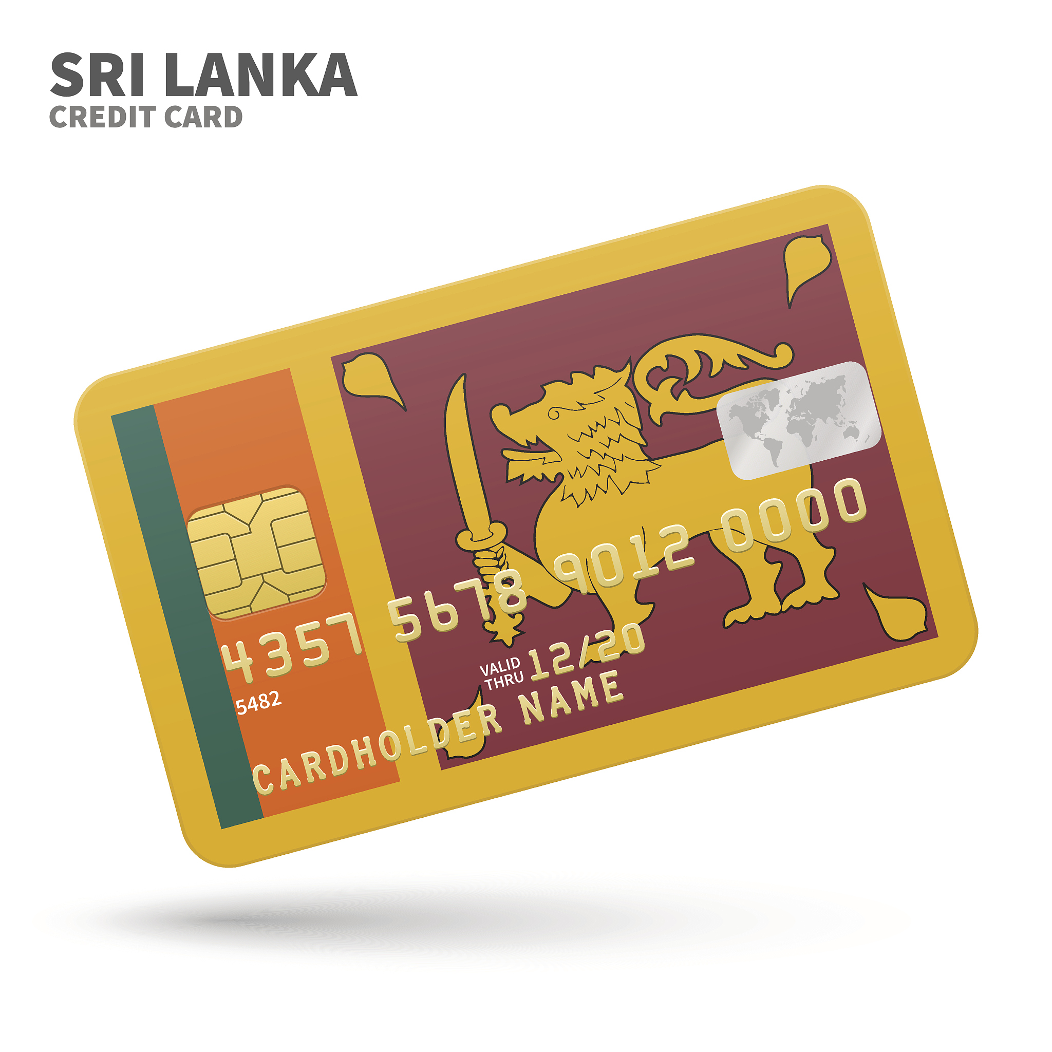 credit card with sri lanka flag background for bank, presentatio