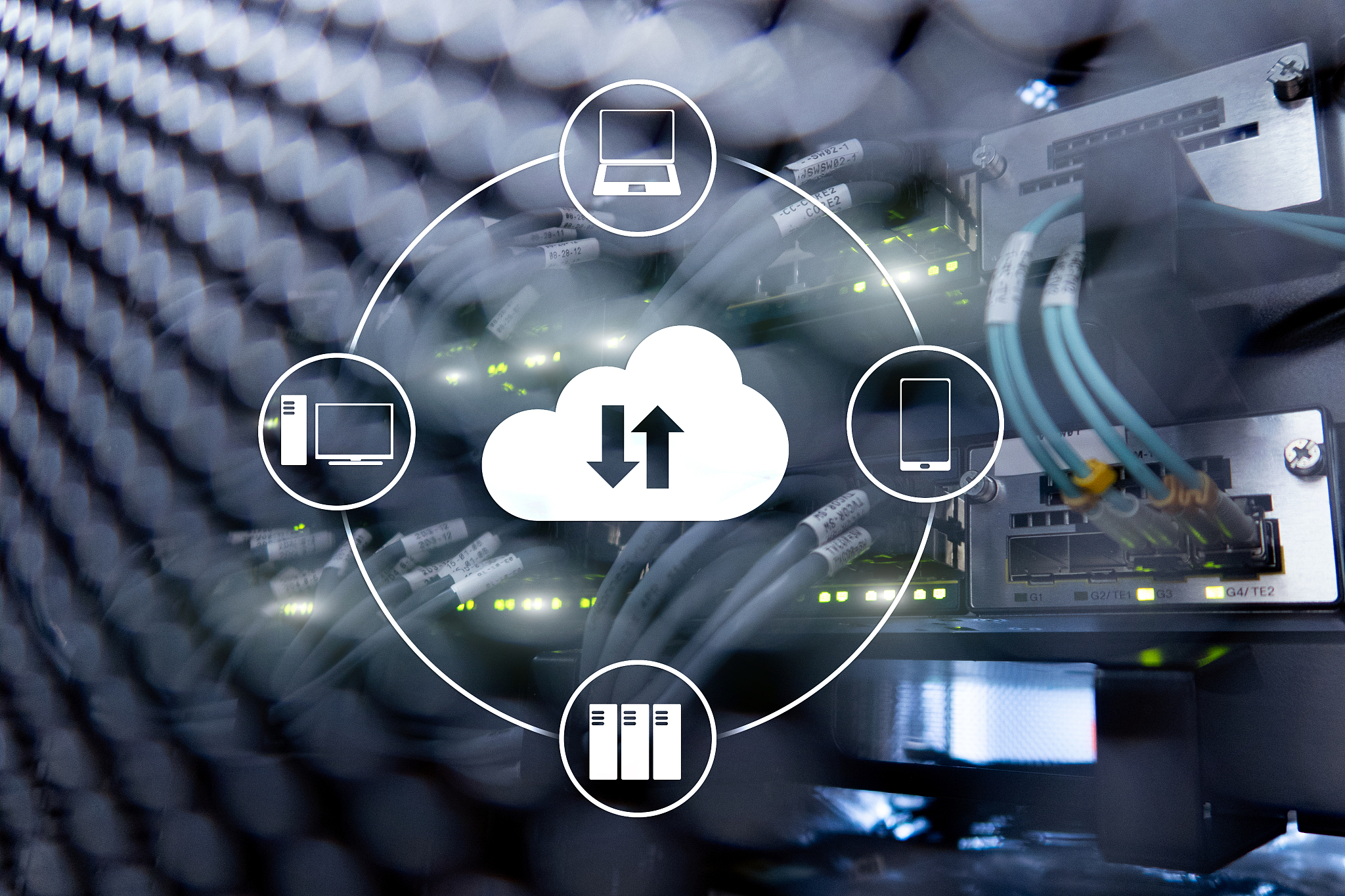 cloud server and computing, data storage and processing. interne
