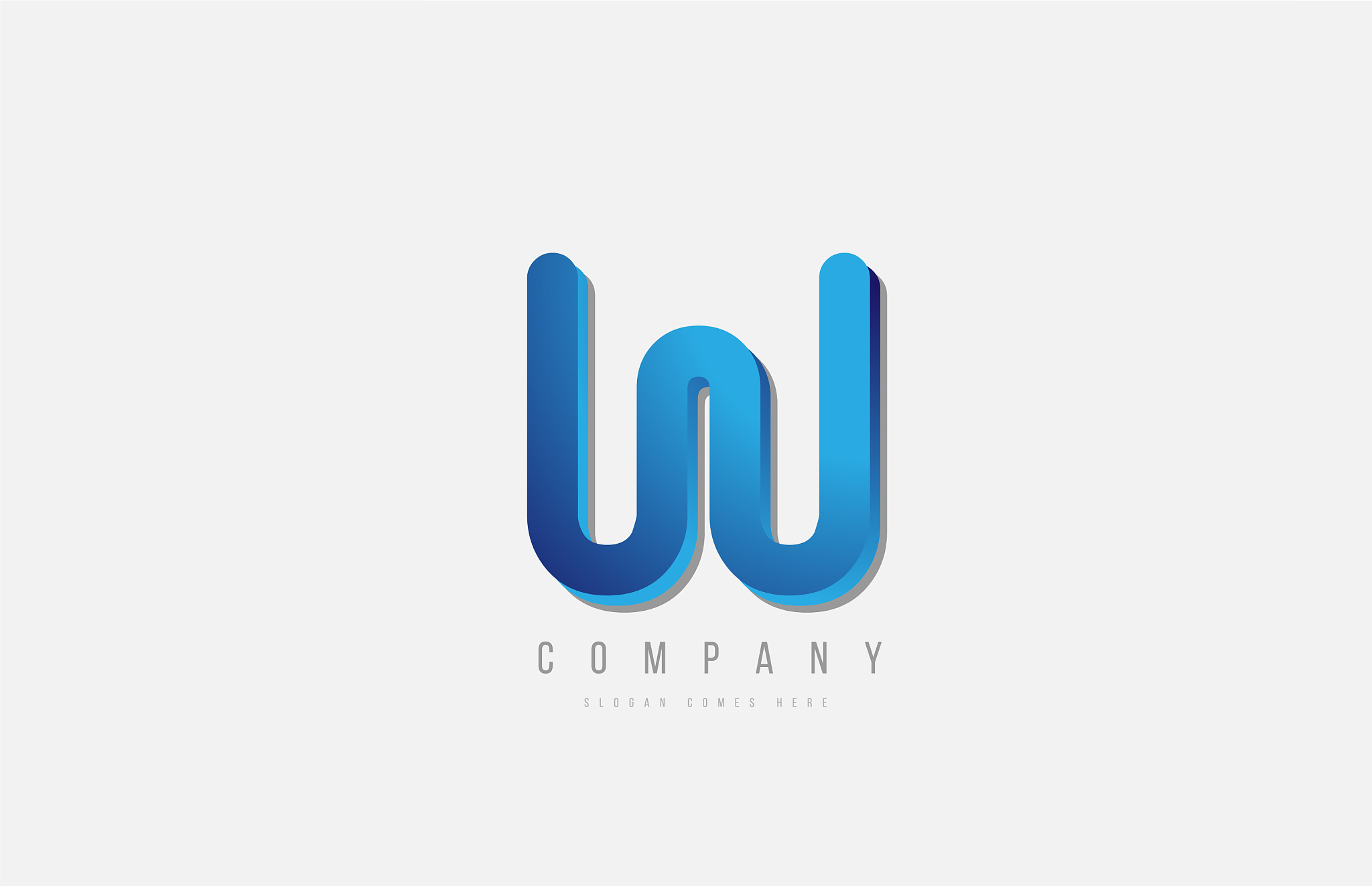3d line blue w letter logo alphabet for icon
