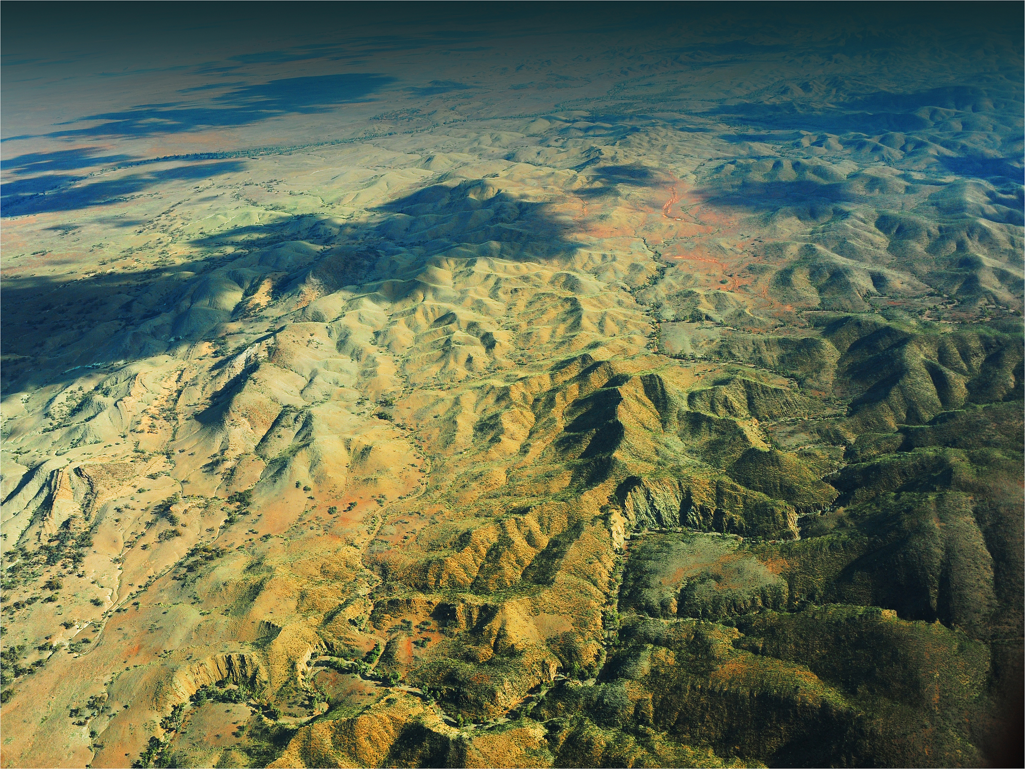 aerial landscape of the flinders ranges np near wilpena pound, s