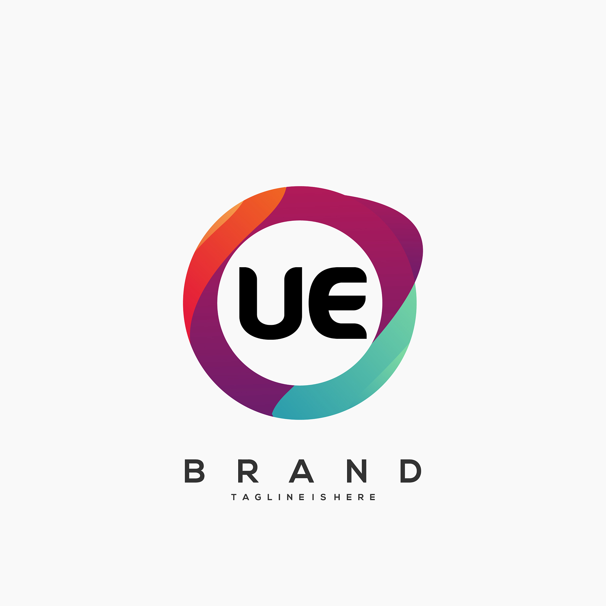 letter ue gradient color logo design