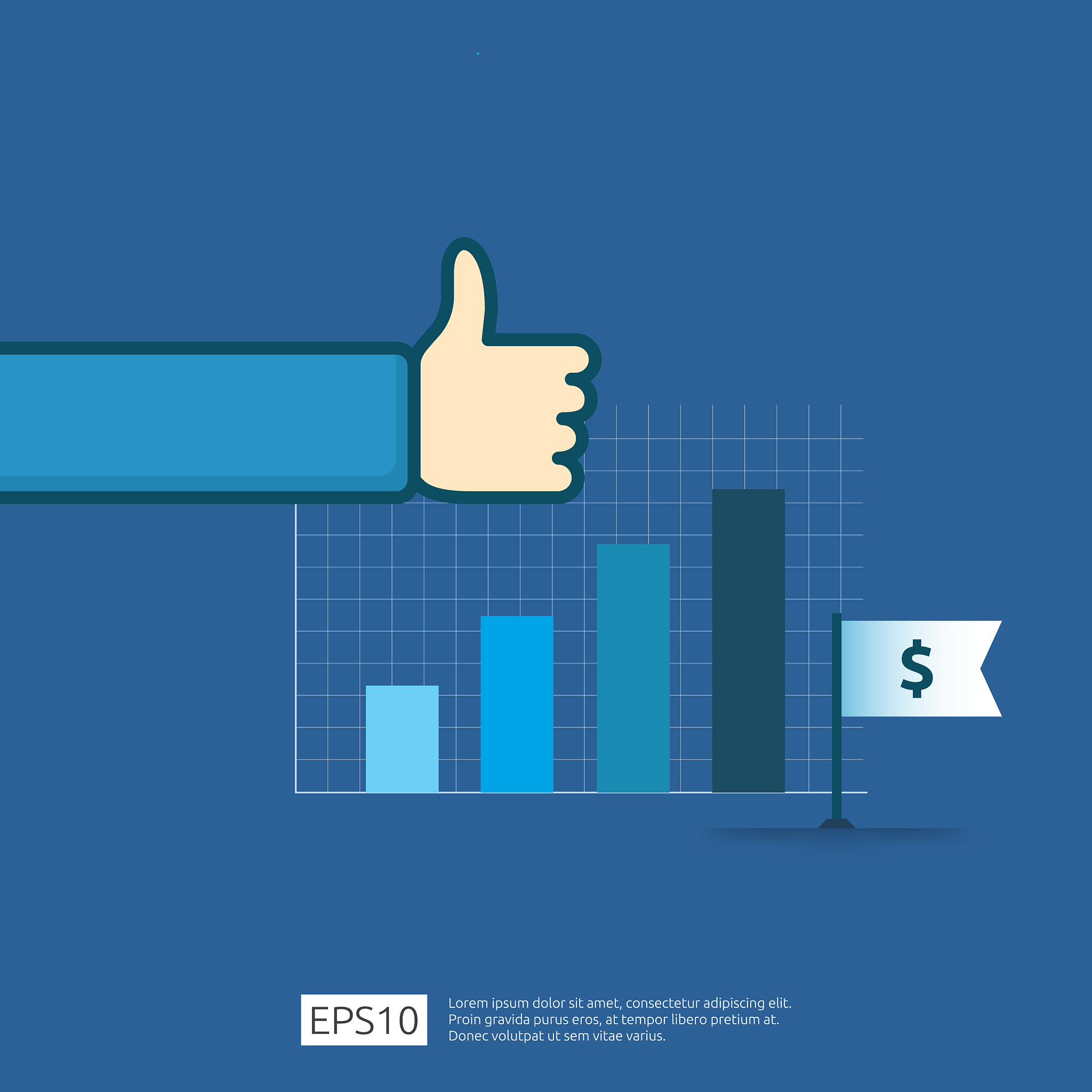 business profit growth revenue with thumb up