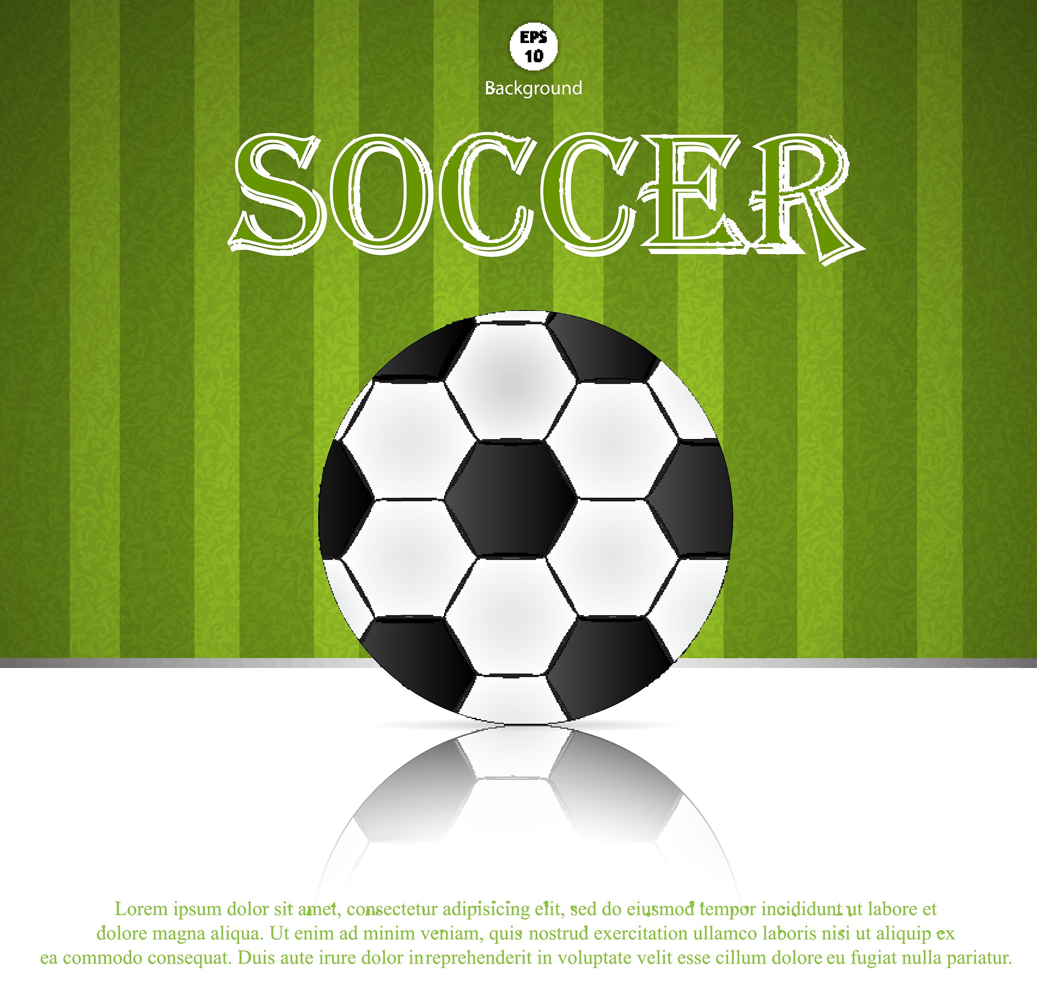 soccer ball on green background poster design with place for tex