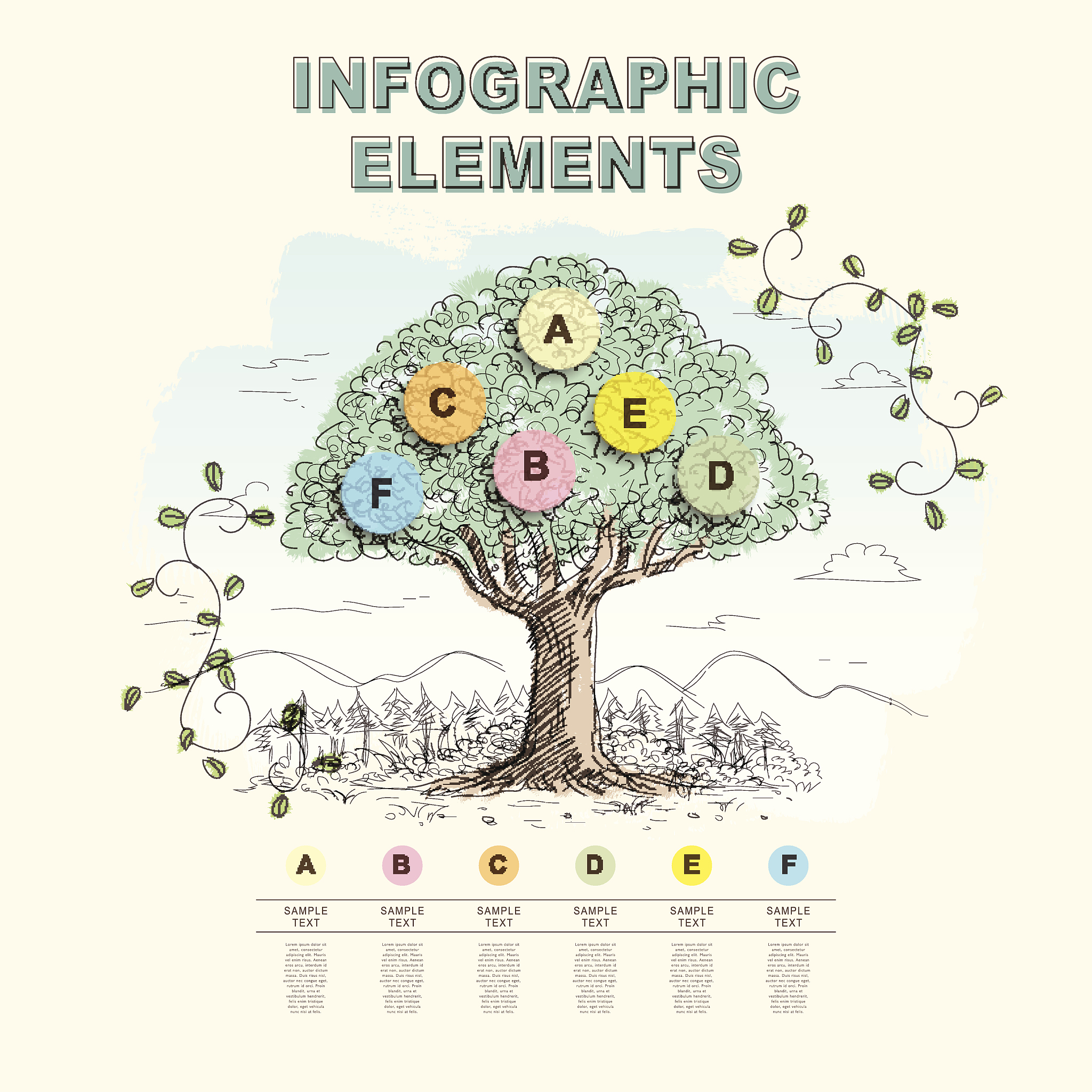 hand draw abstract tree infographics