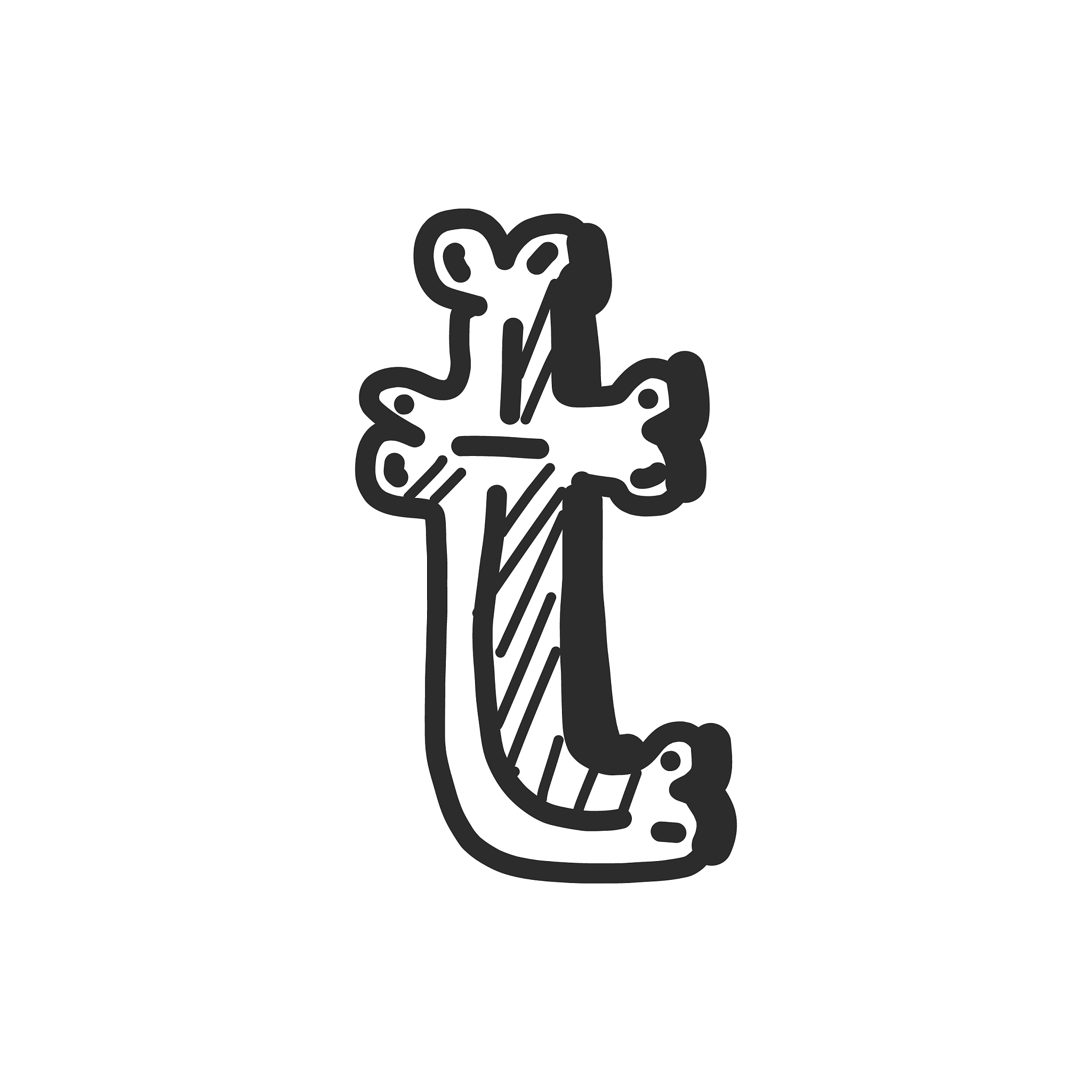 hand lettered lowercase letter outline bevelled 3d alphabet desi