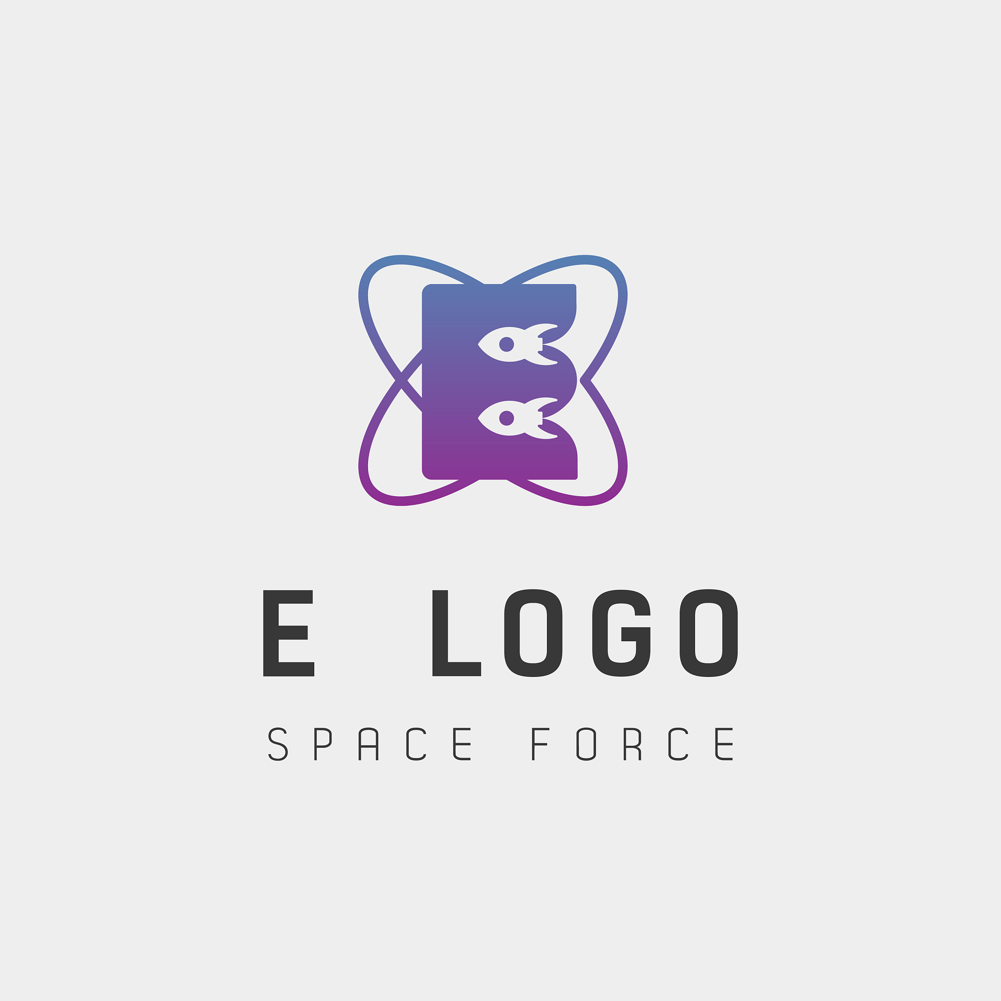 space force logo design e initial galaxy rocket