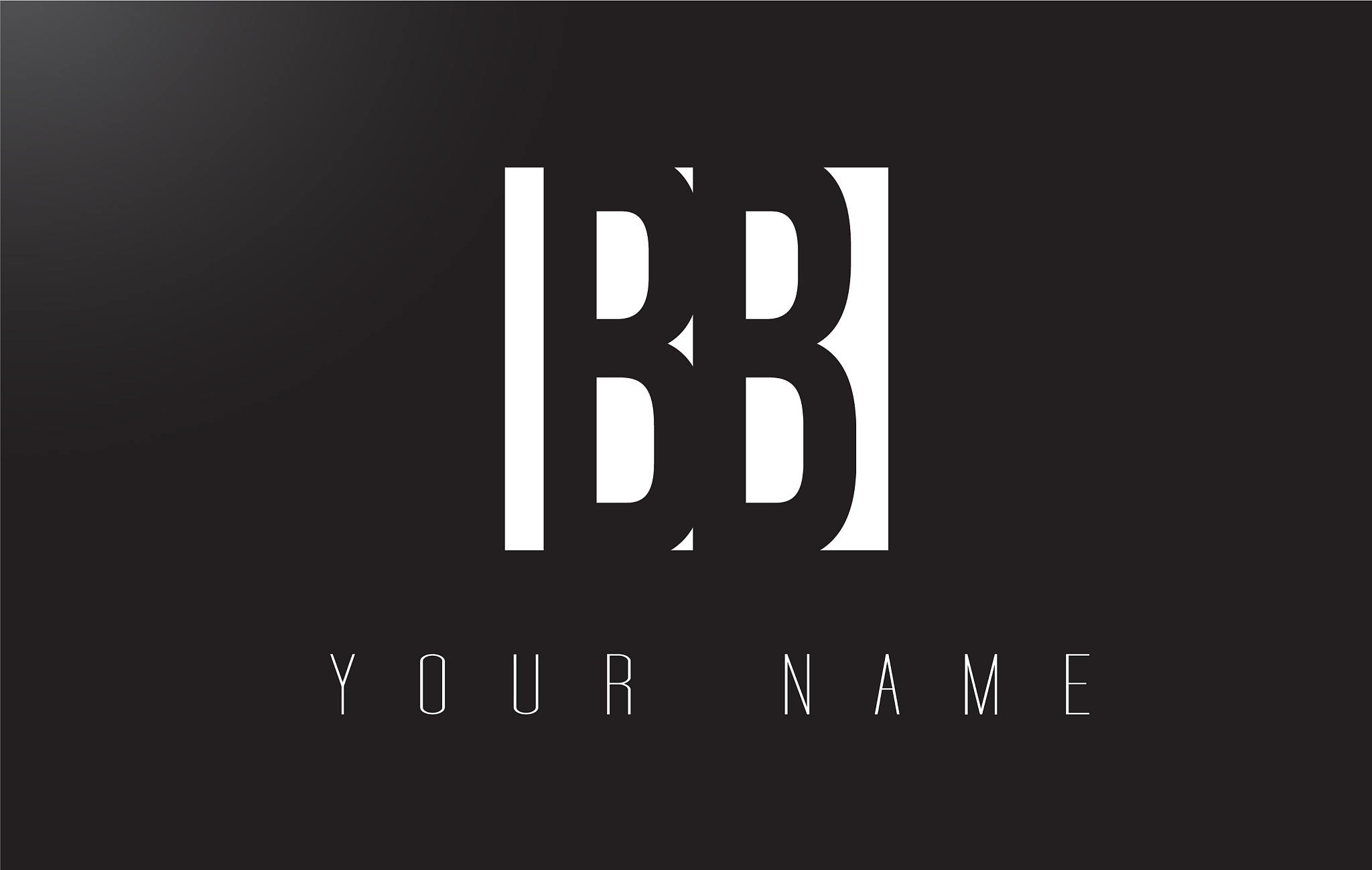 bb letter logo with black and white negative