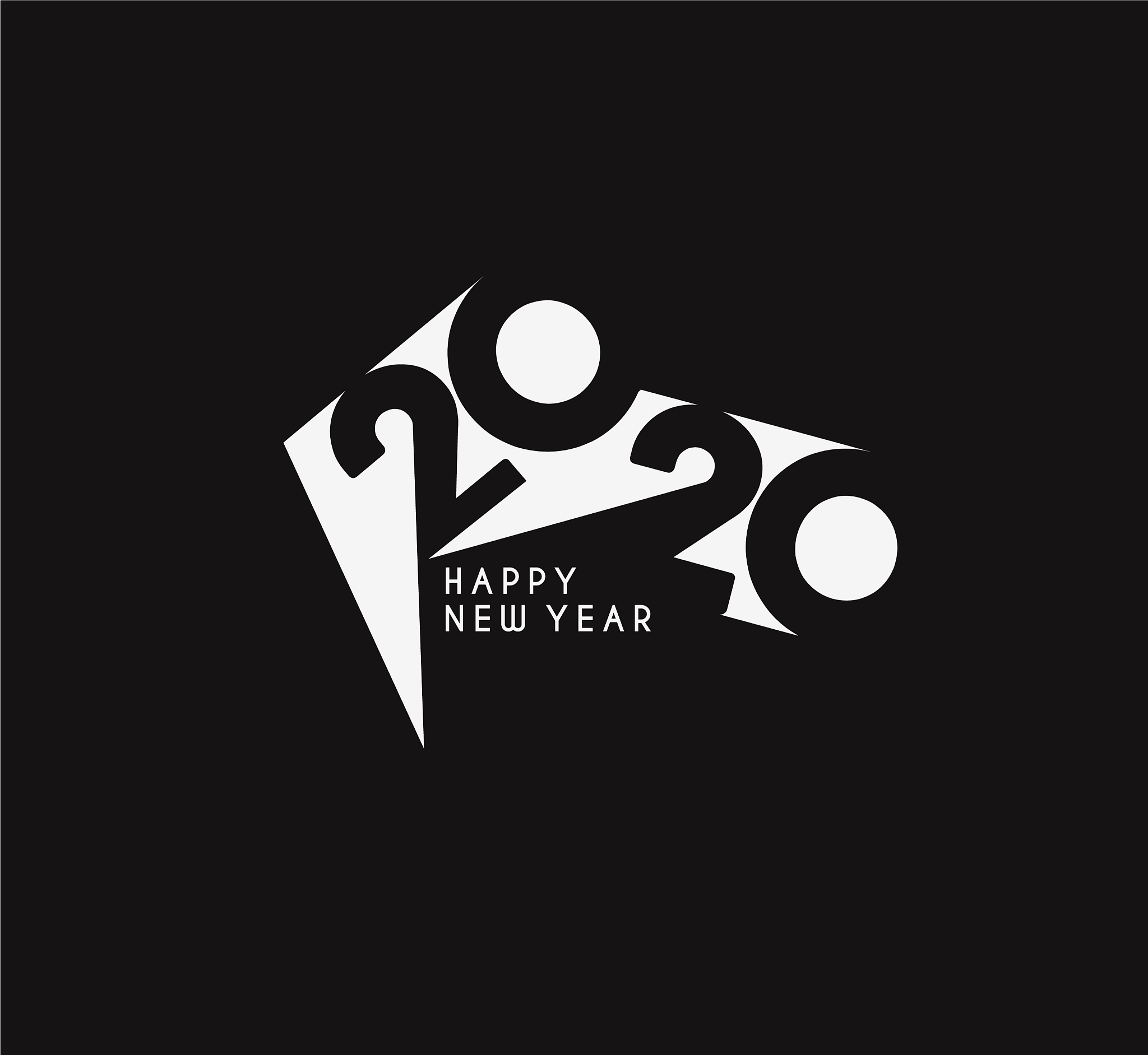 happy new year 2020 text typography design patter