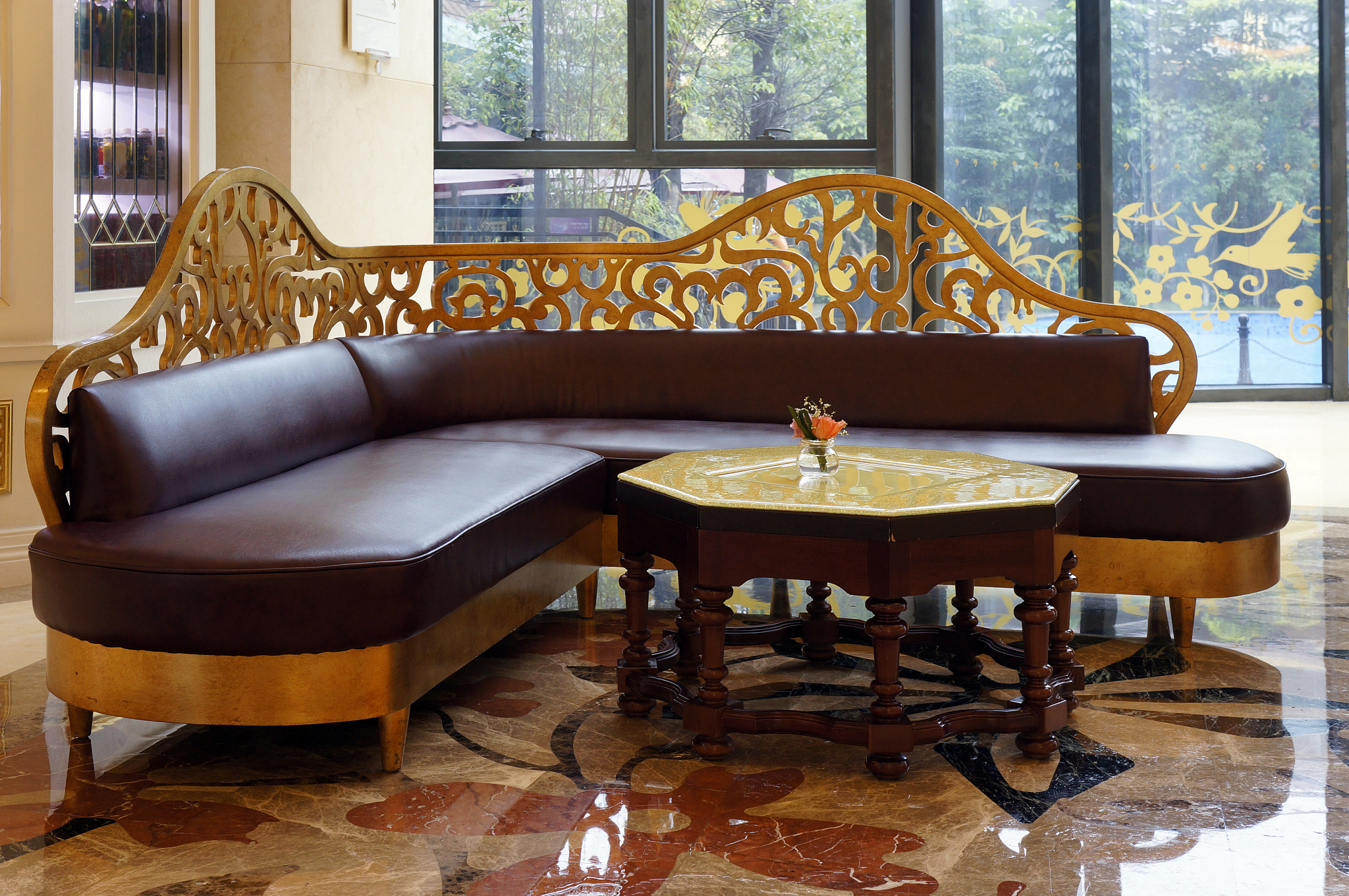 hotel lobby and tea table