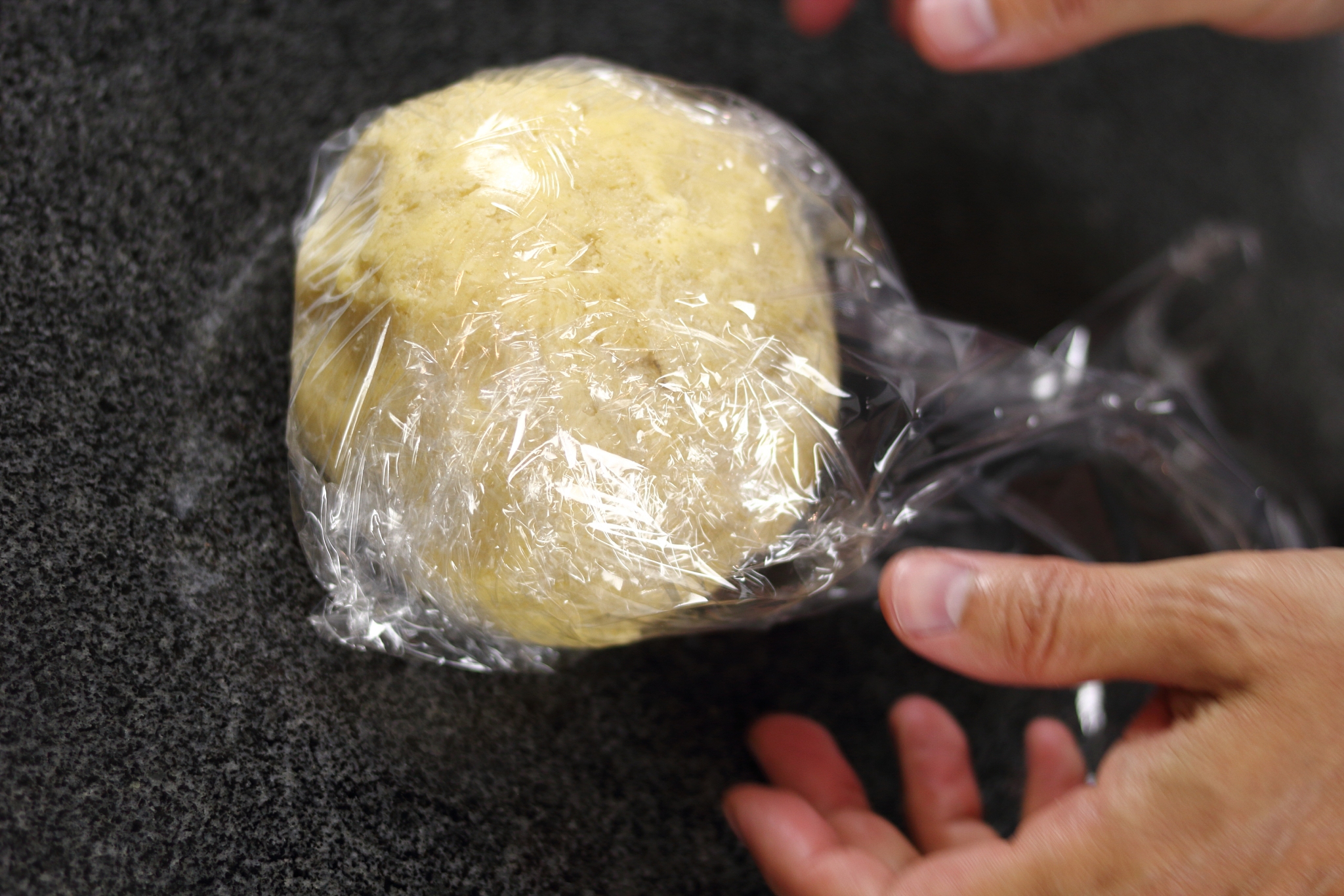 wrap dough ball into clear film