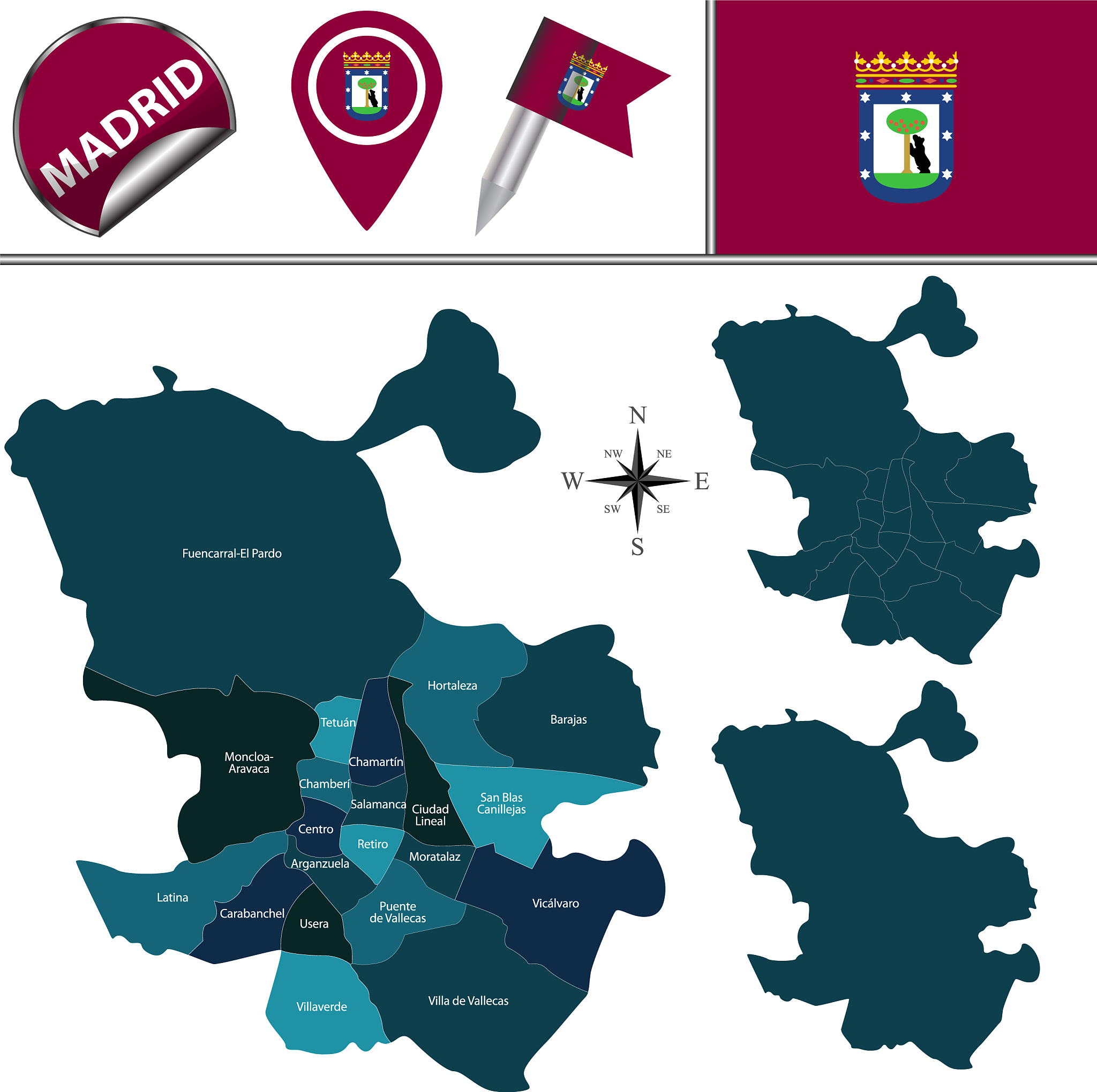 map of madrid with districts