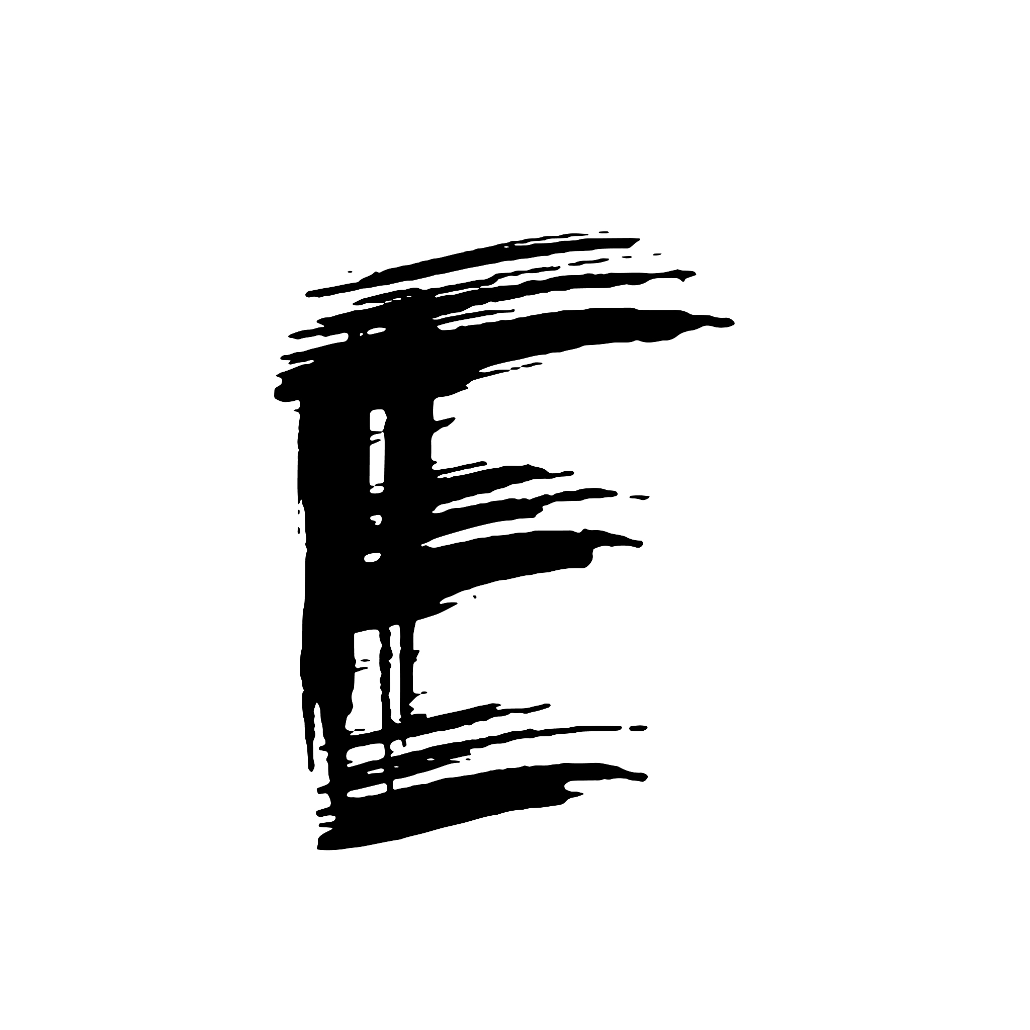 letter e. handwritten by dry brush. rough strokes font. vector i