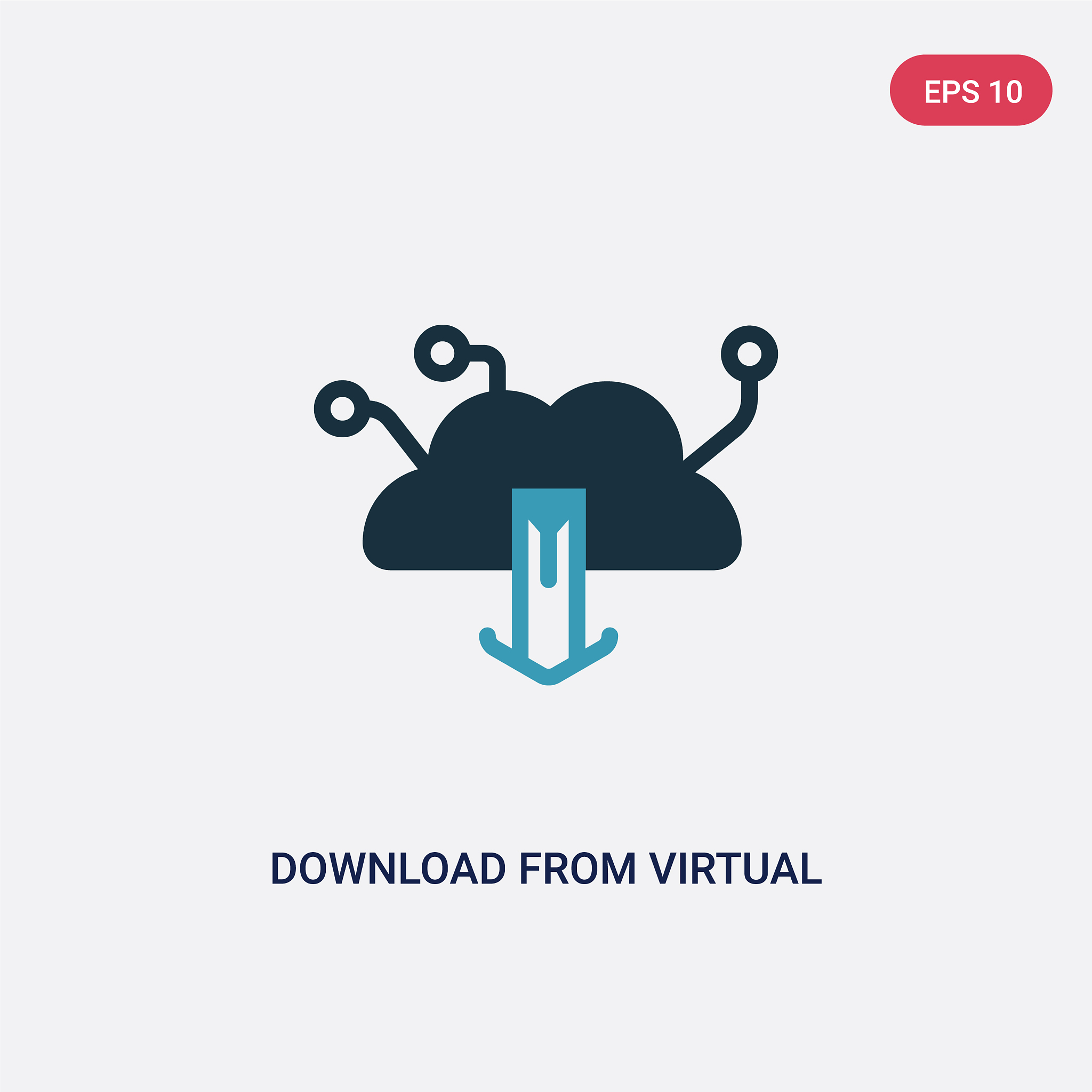 two color download from virtual cloud icon from