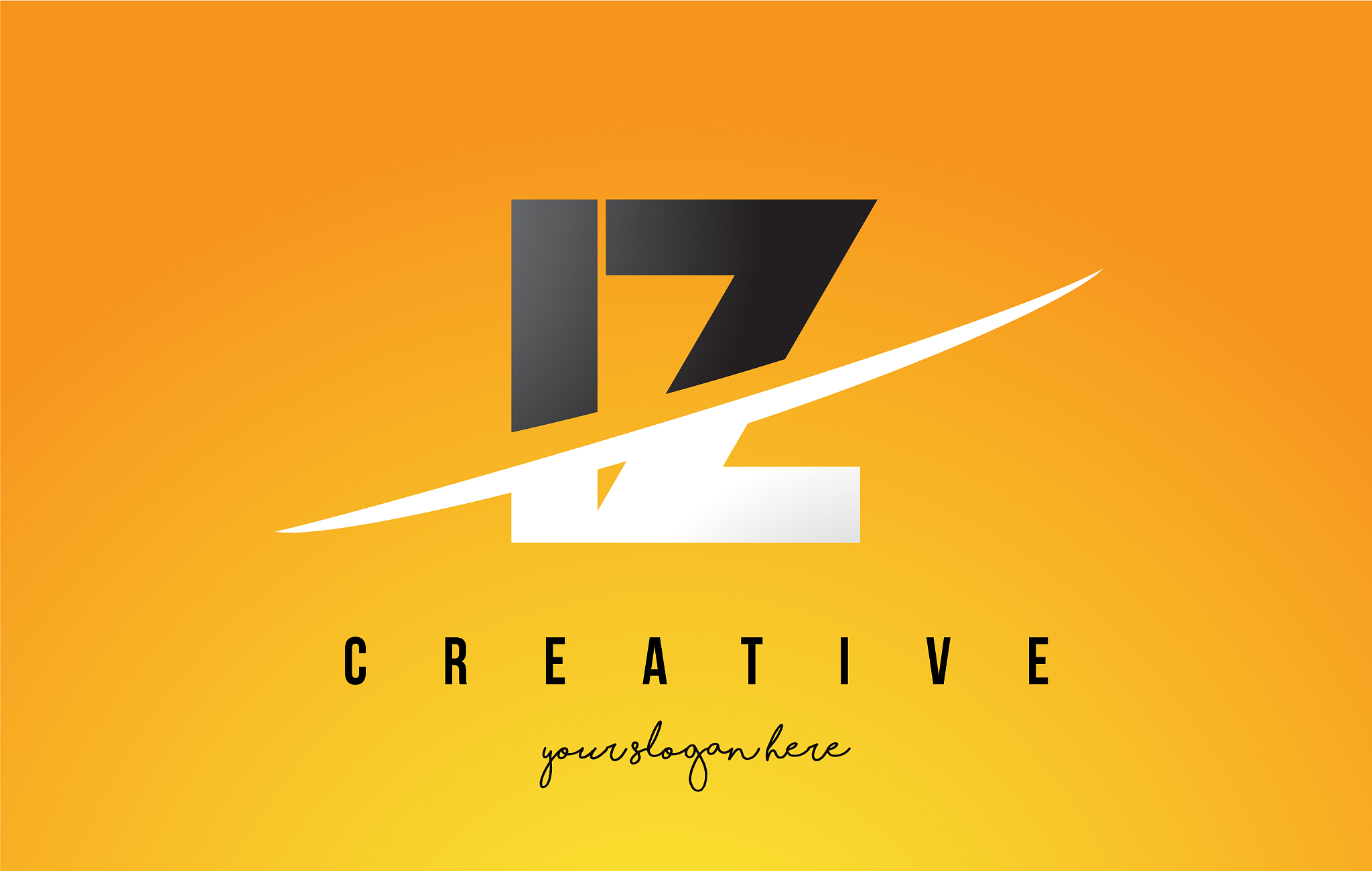 iz i z letter modern logo design with yellow