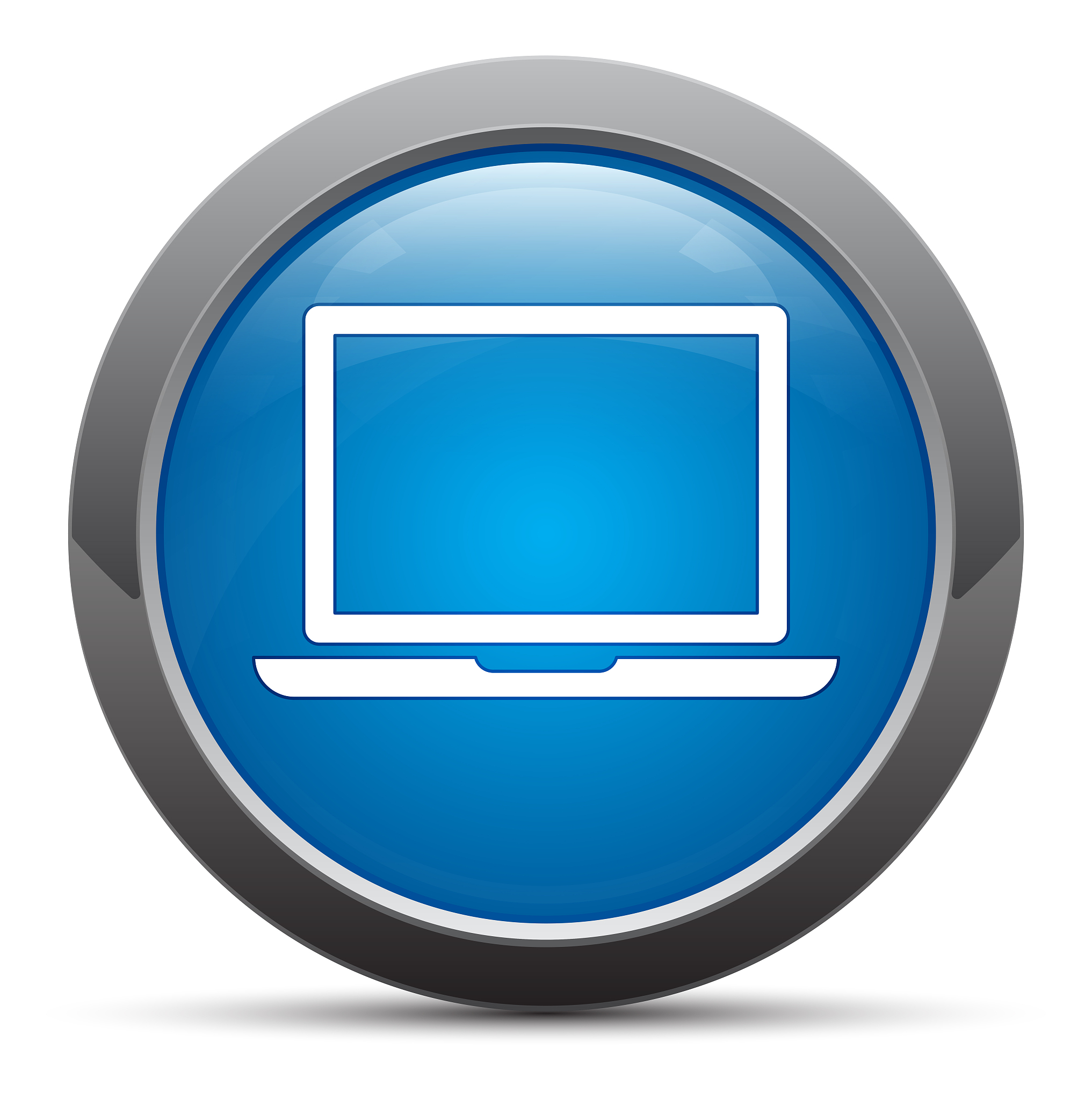 laptop icon premium blue round button vector illustration