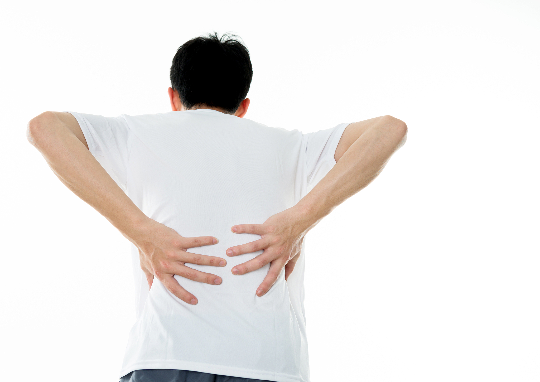 young asian man with back pain