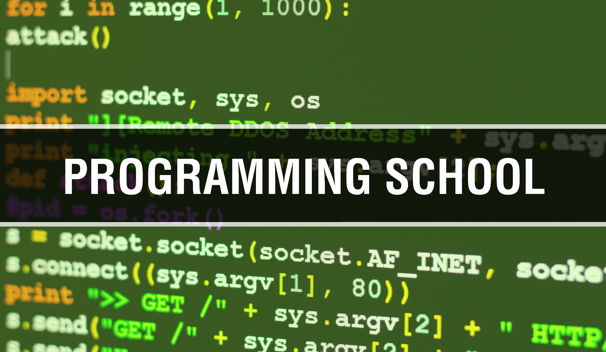 programming school text written on programming code abstract tec