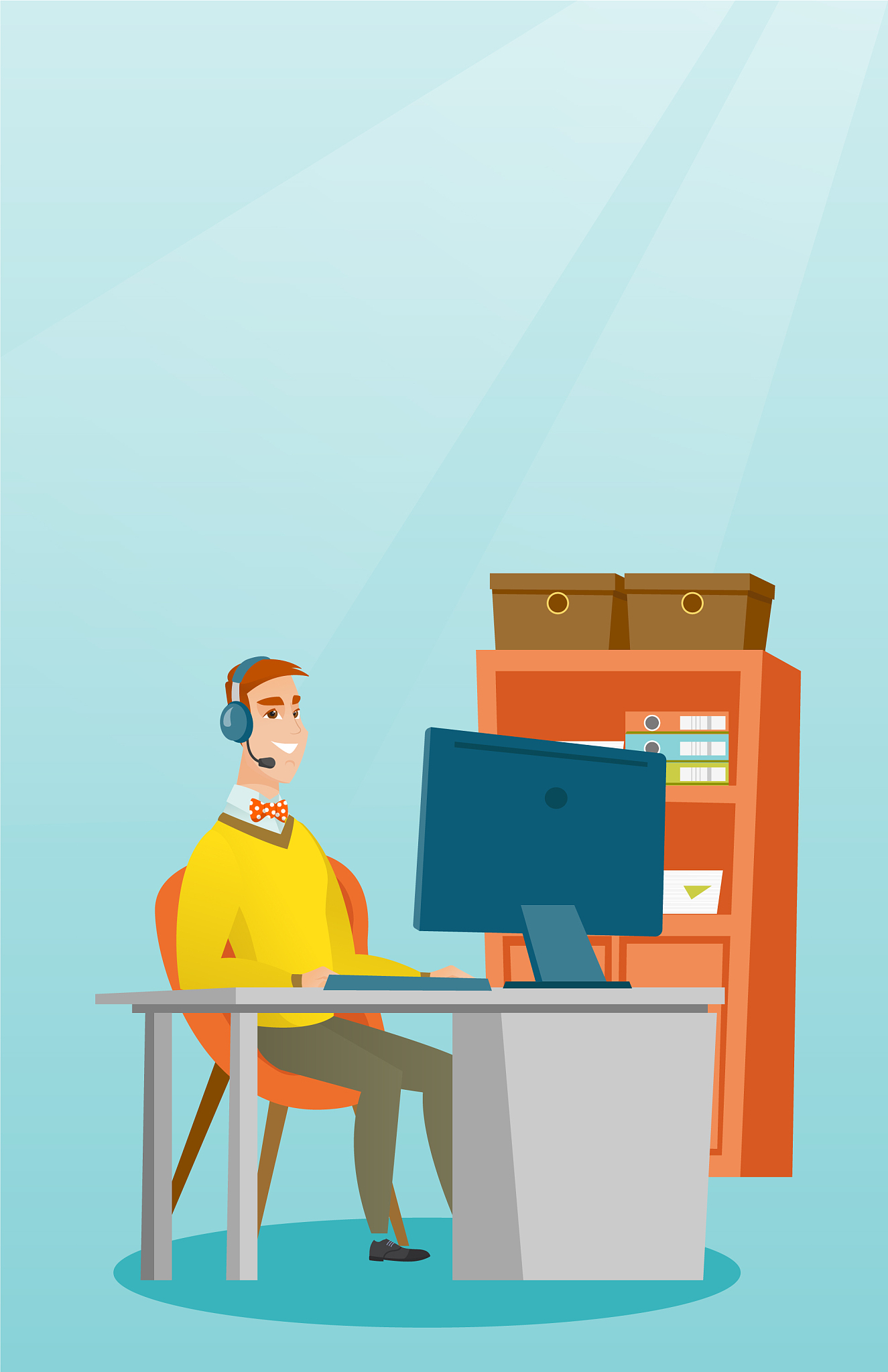 businessman with headset working at office