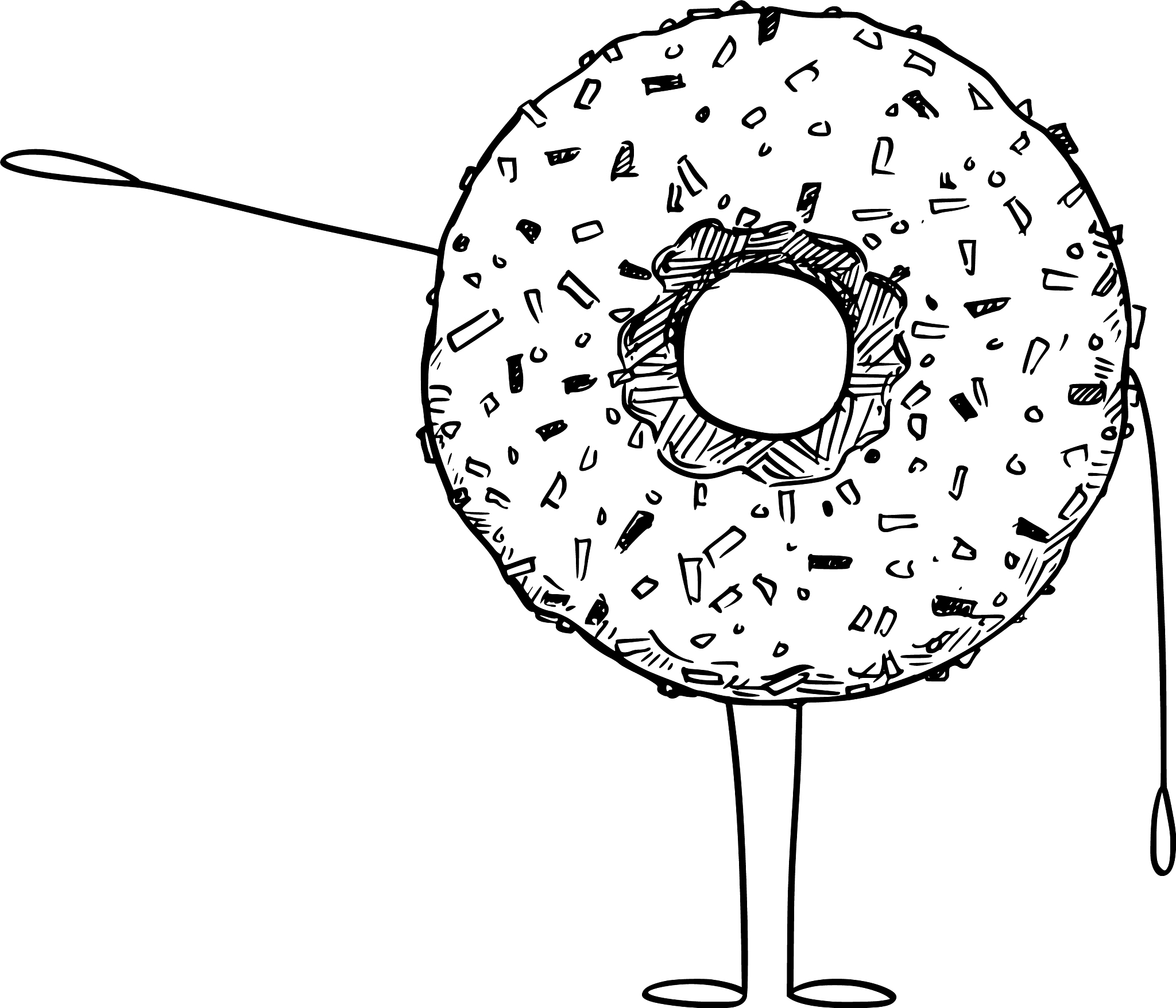 donut or doughnut cartoon character pointing at