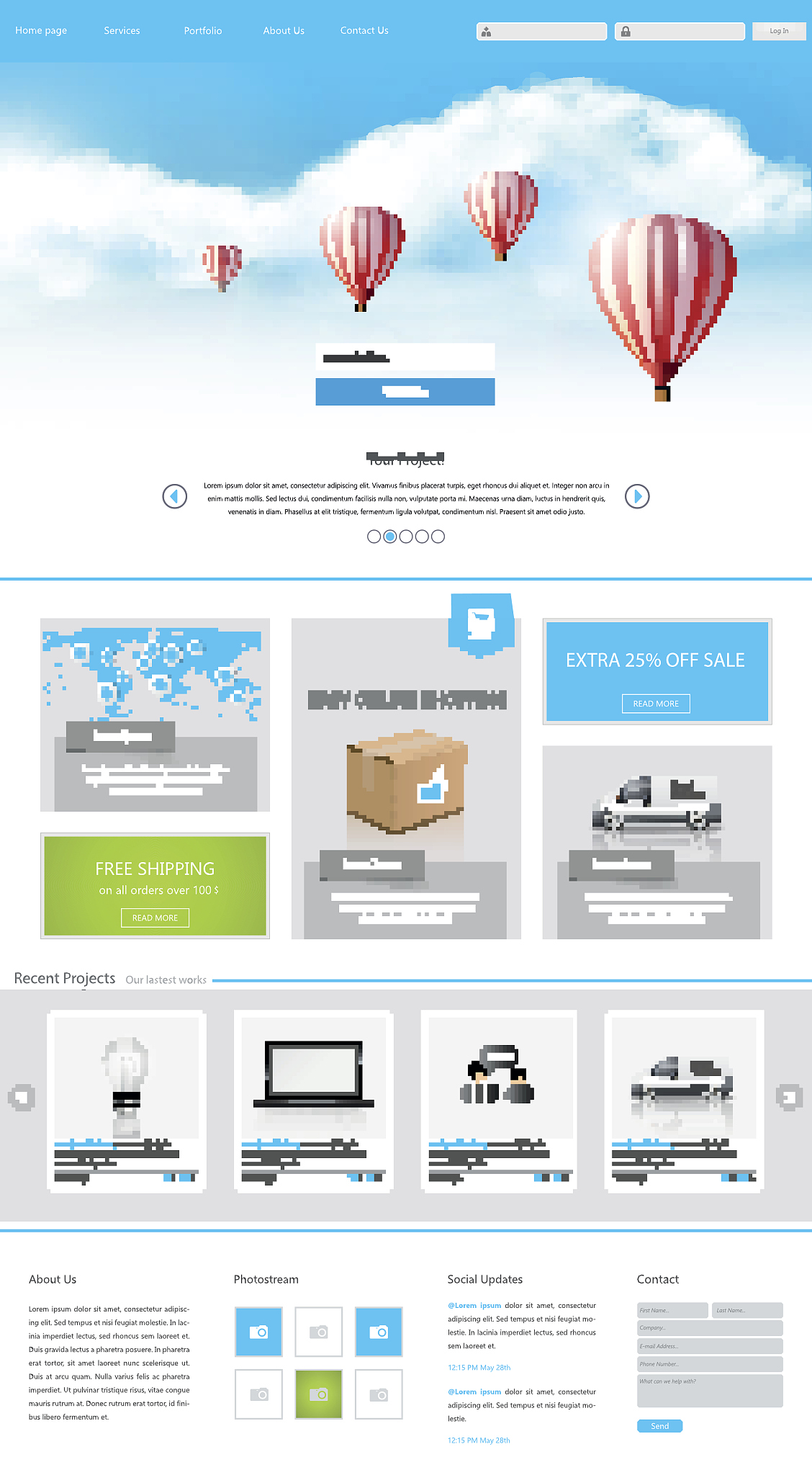 one page website template design