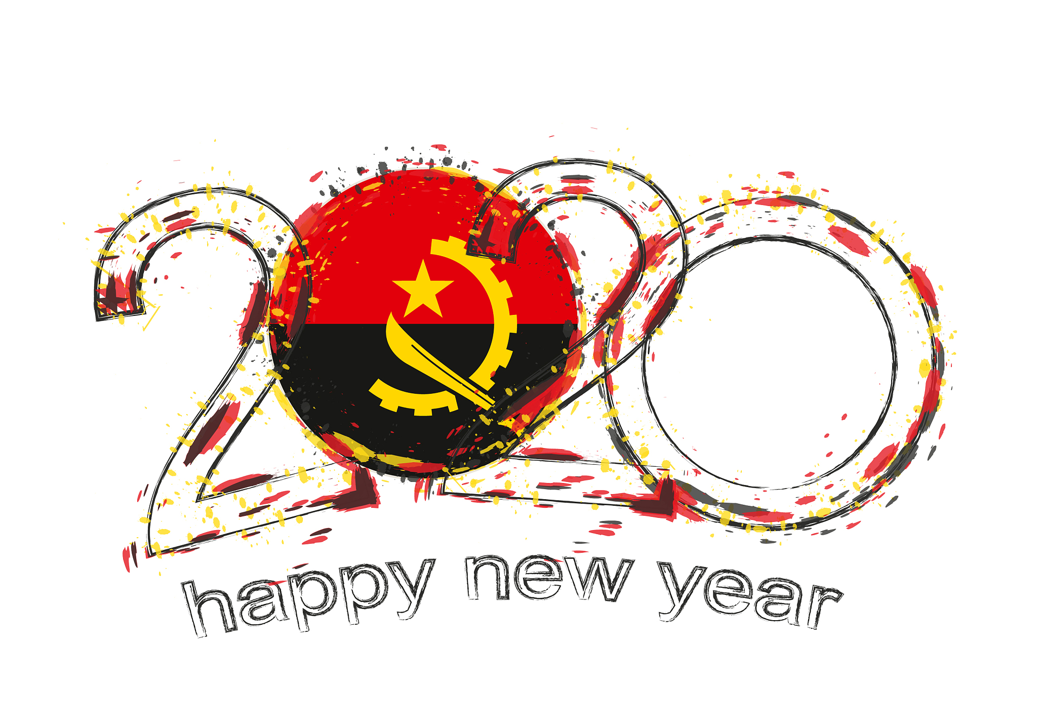 happy new 2020 year with flag angola