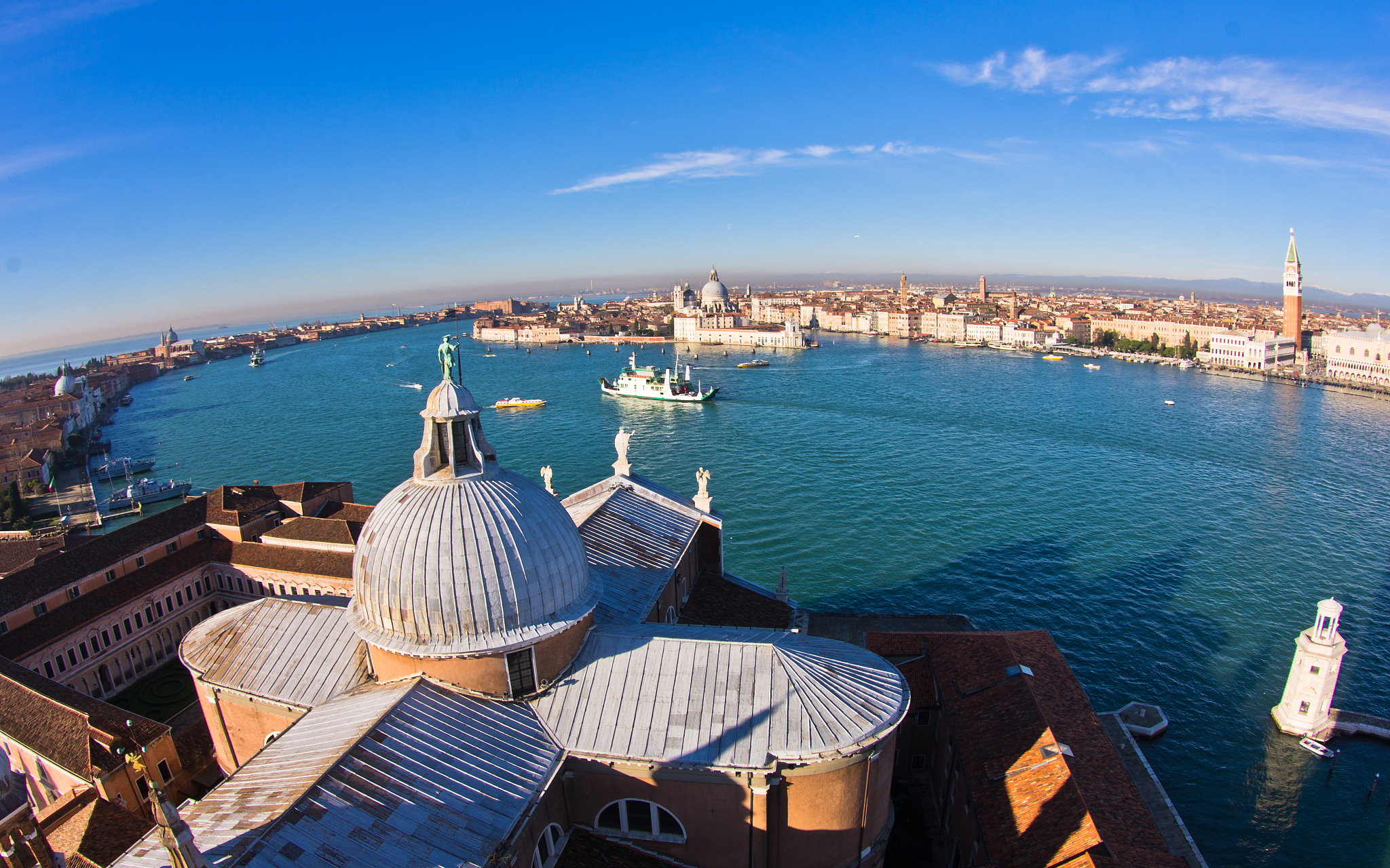 wide panoramic view of venice from san giorgio maggiore church