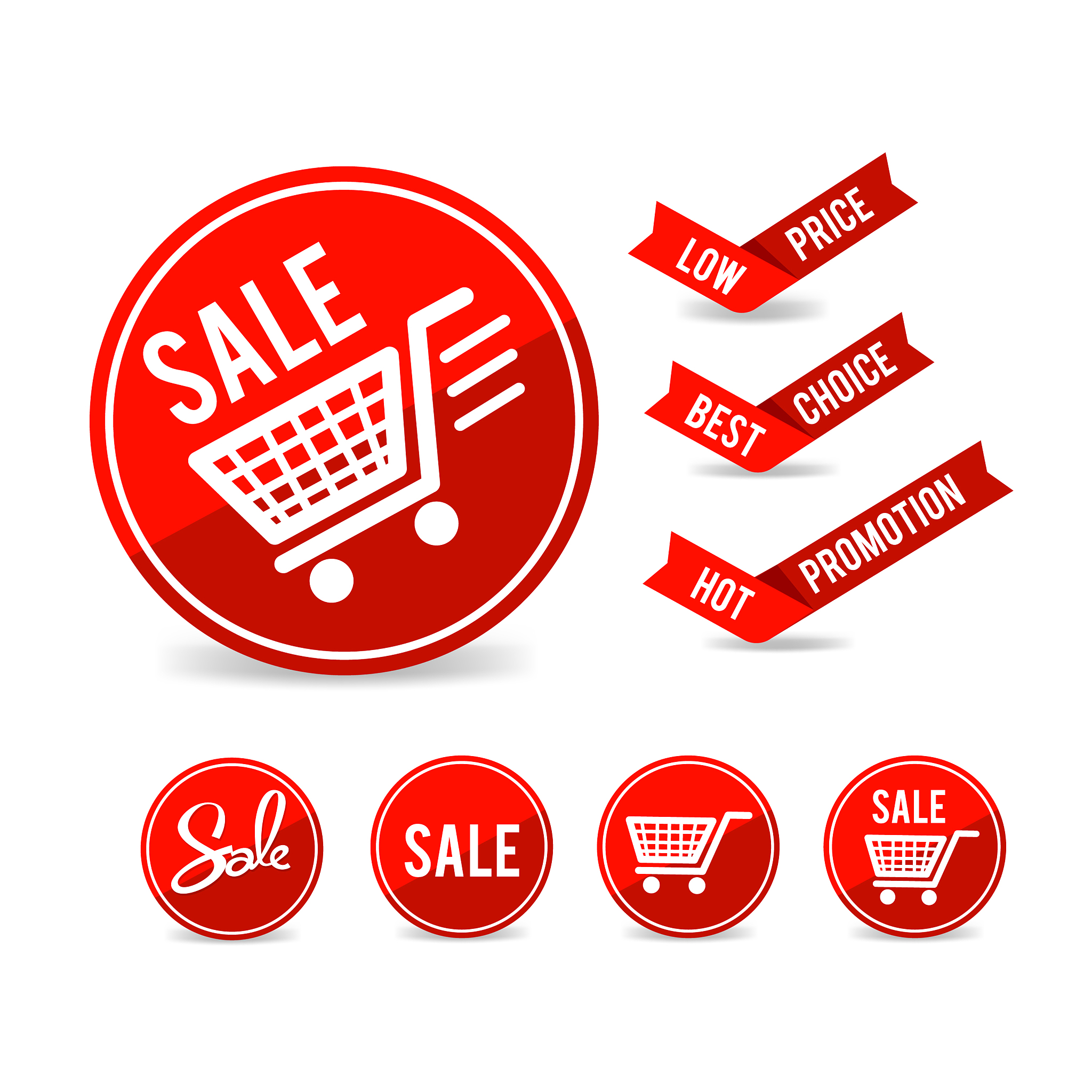 set of sale tag circle banner ribbon paper 001