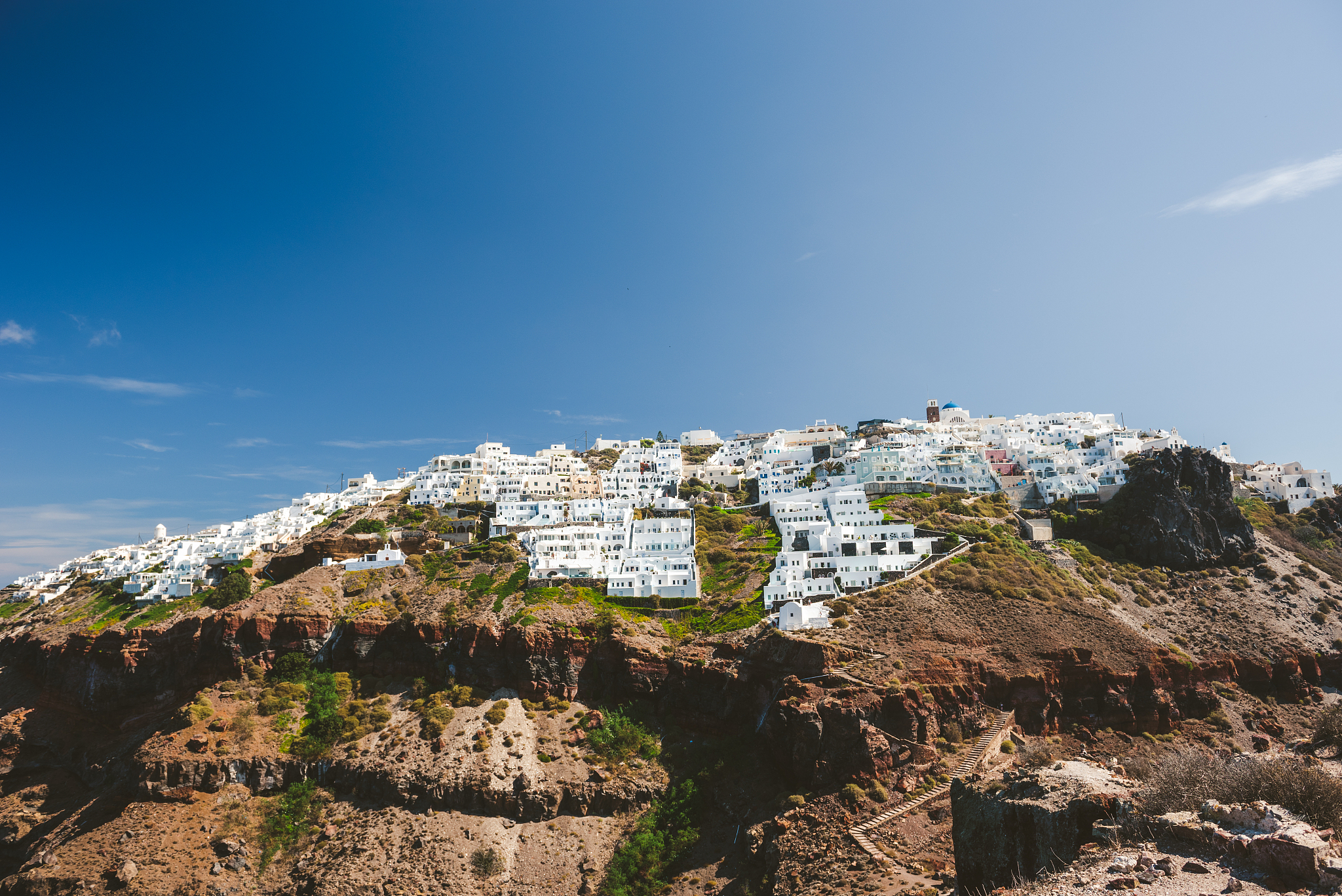 view over fira town from skaros rock