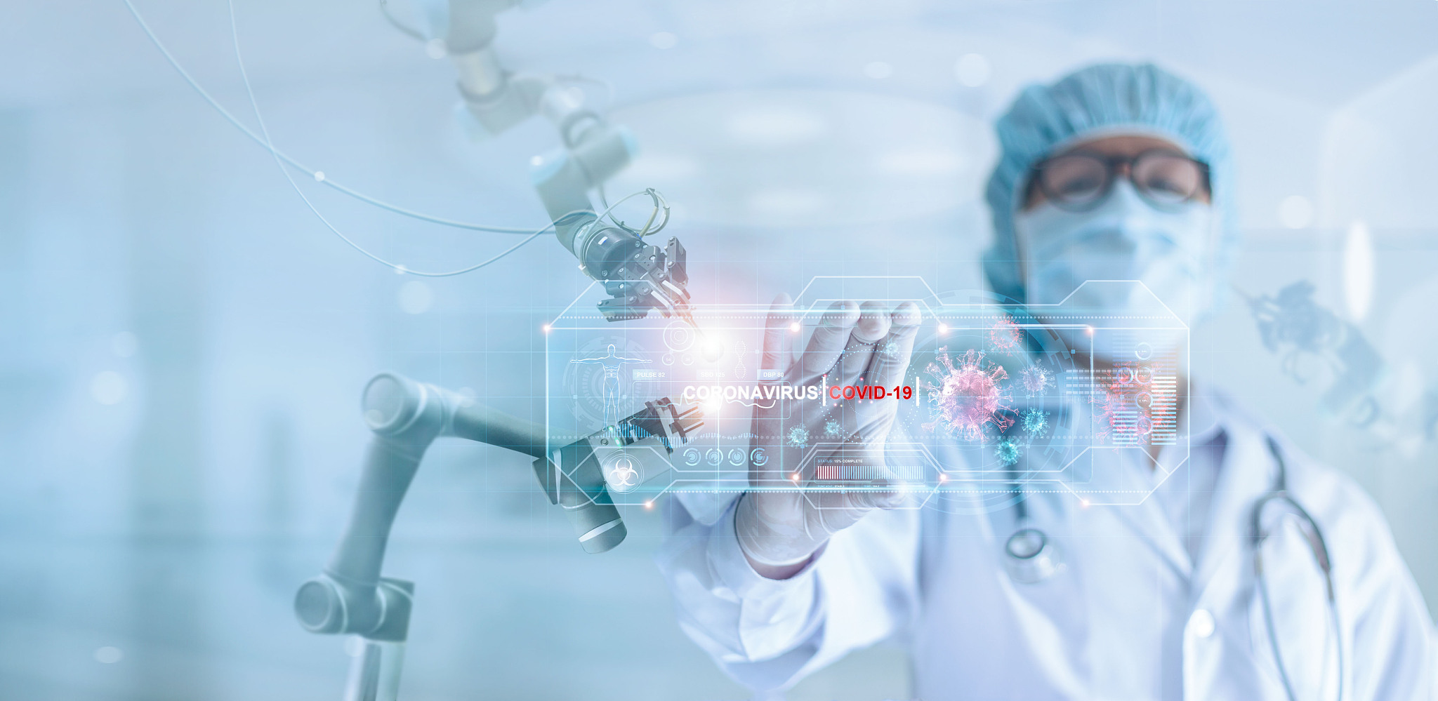 medicine doctor and robotics research and analysis. diagnose che