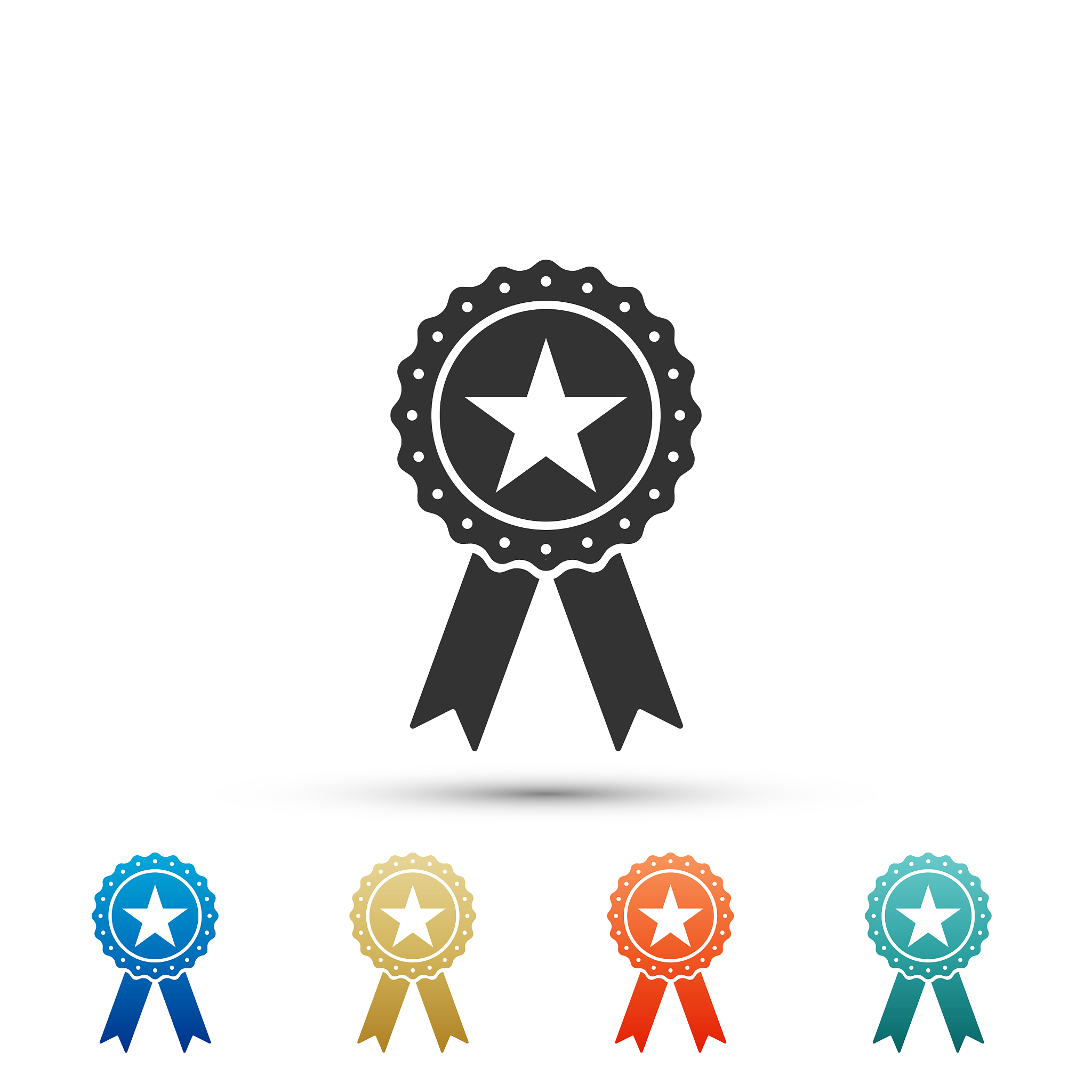 award medal with star and ribbon icon isolated
