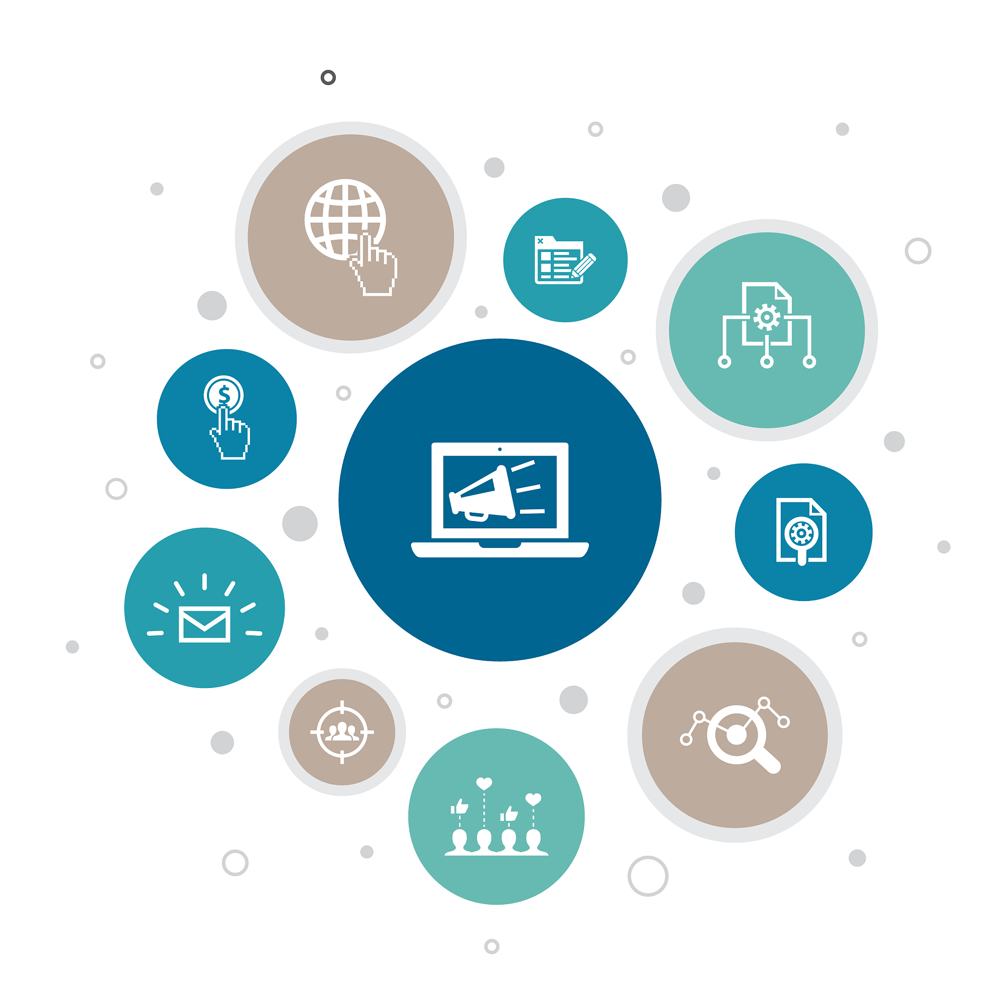 digital marketing infographic 10 steps bubble