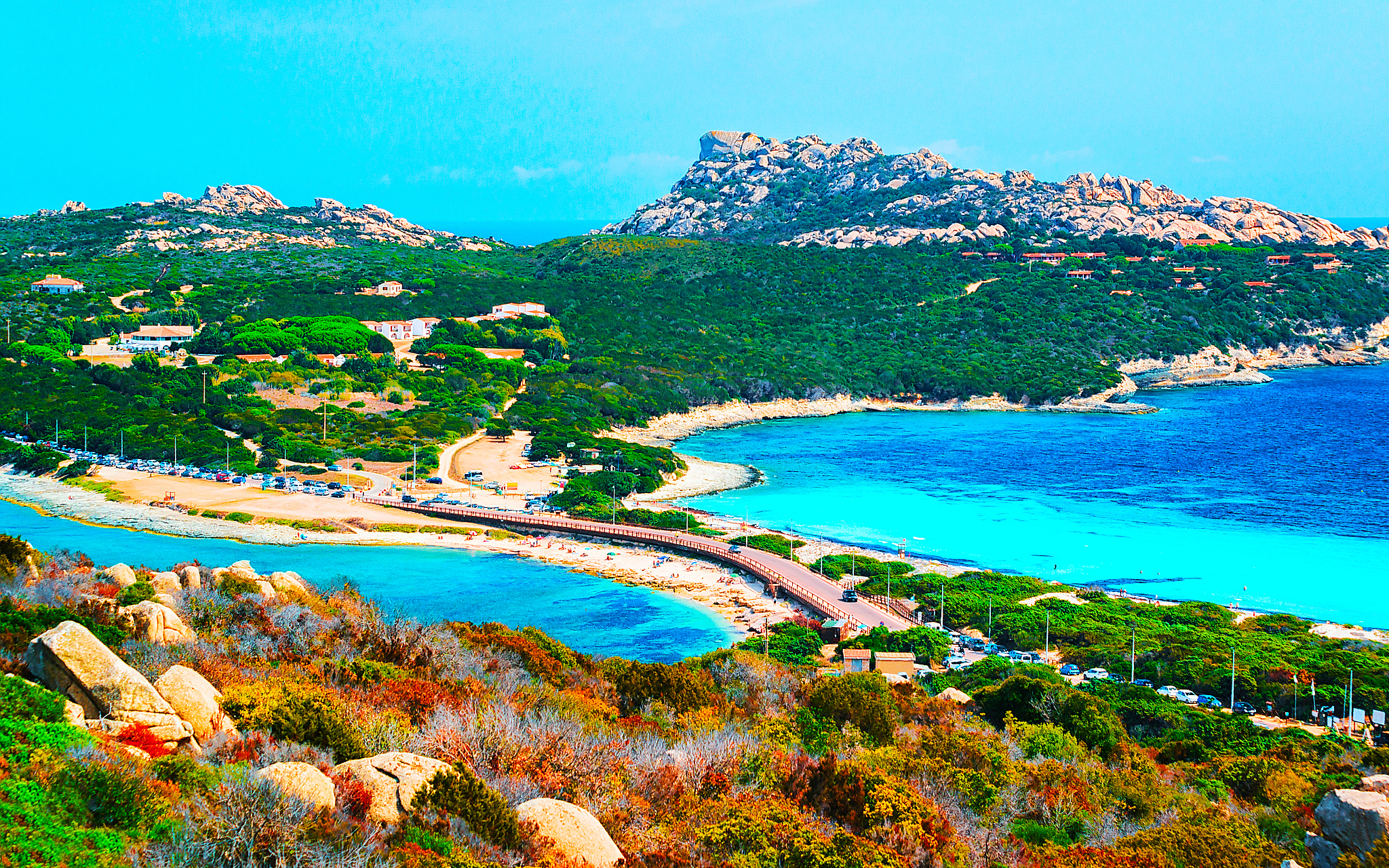 scenery with road and beach in santa teresa gallura reflex