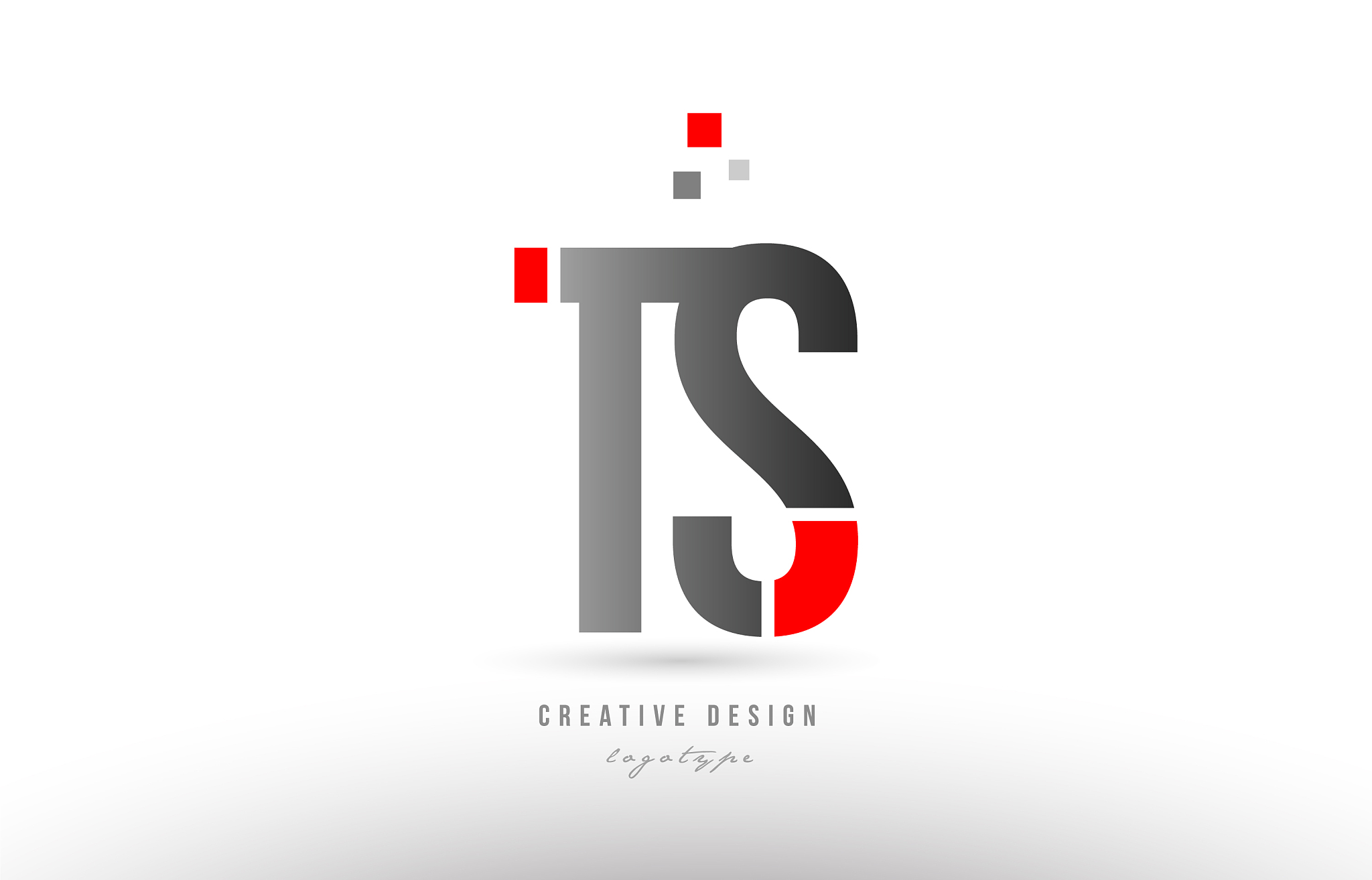red grey alphabet letter ts t s logo combination