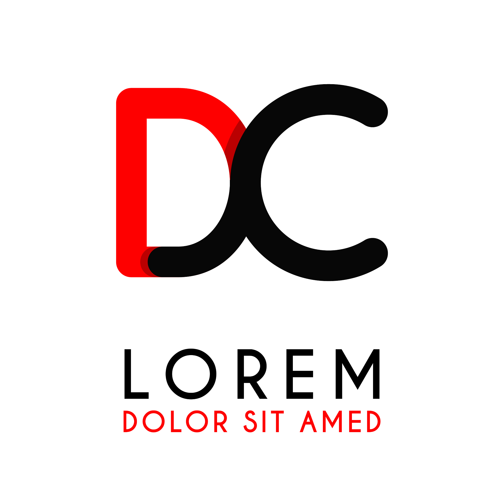 initial letter dc with red black and has rounded