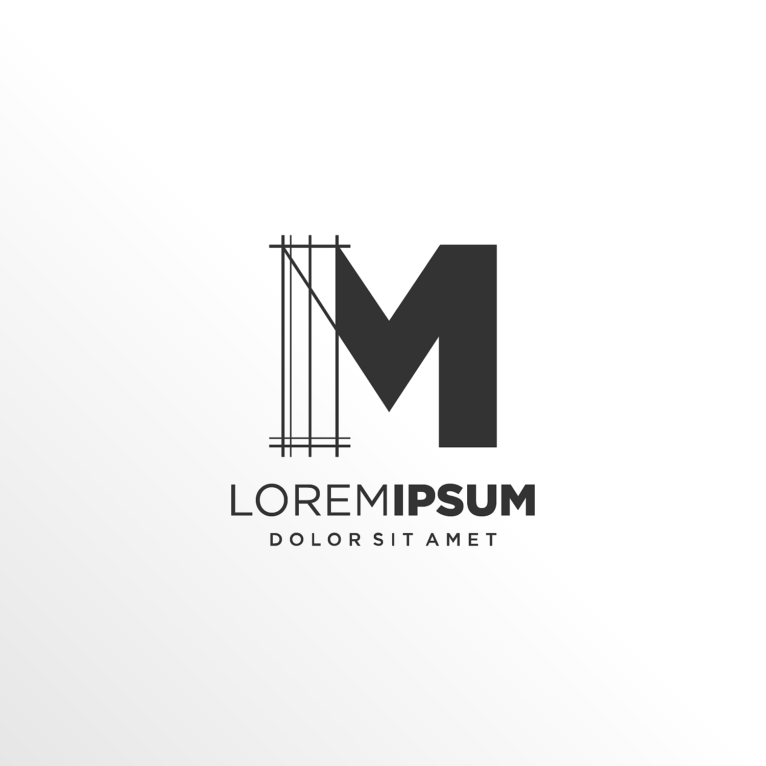 letter m logo design with architecture element