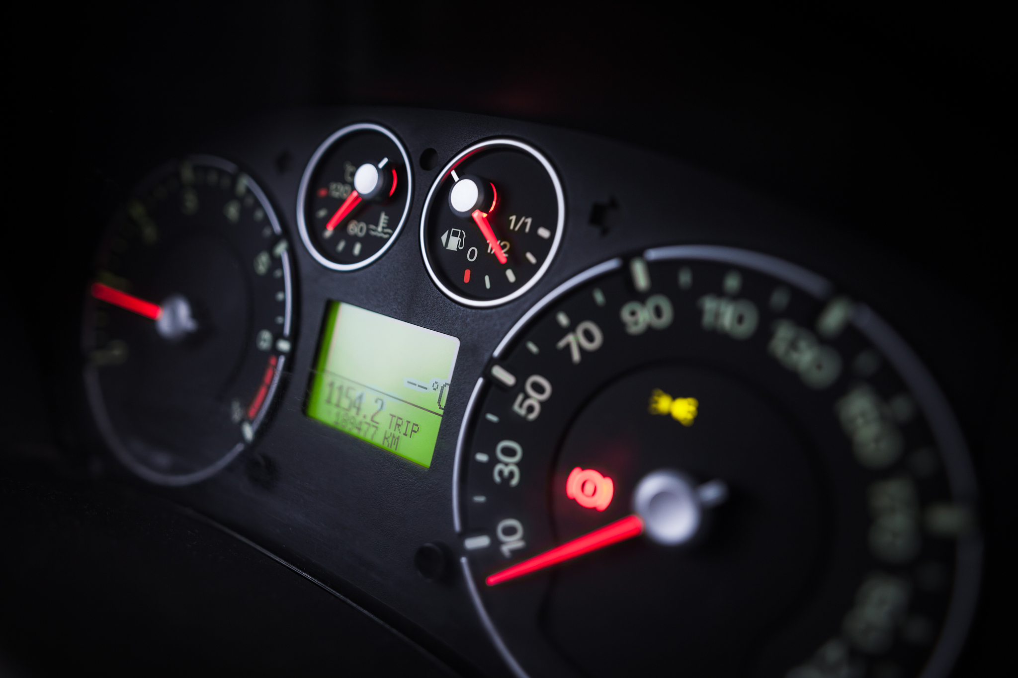 illuminated car dashboard