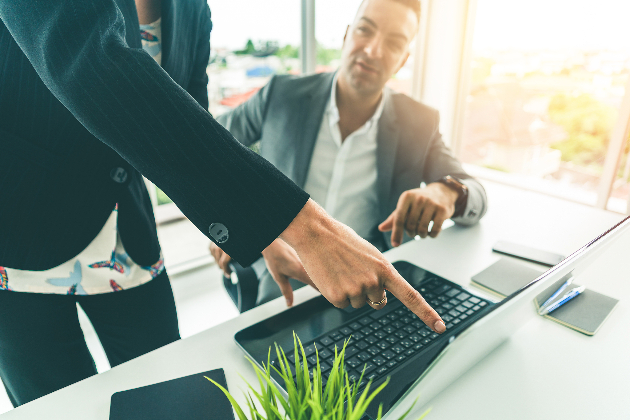 businessman and businesswoman working in office.
